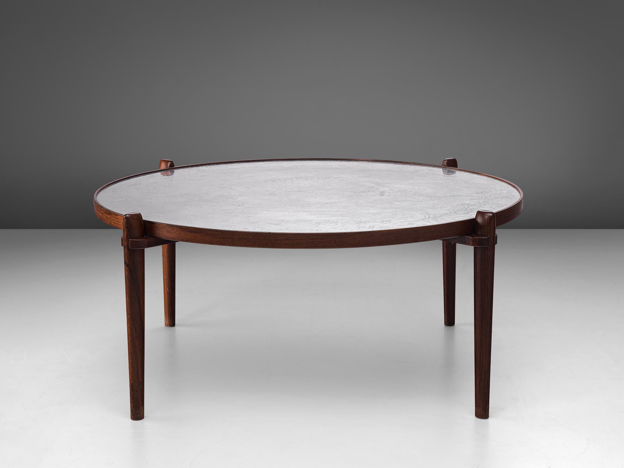 Mid-Century Modern Heinz Lilienthal Coffee Table with Etched Table Top