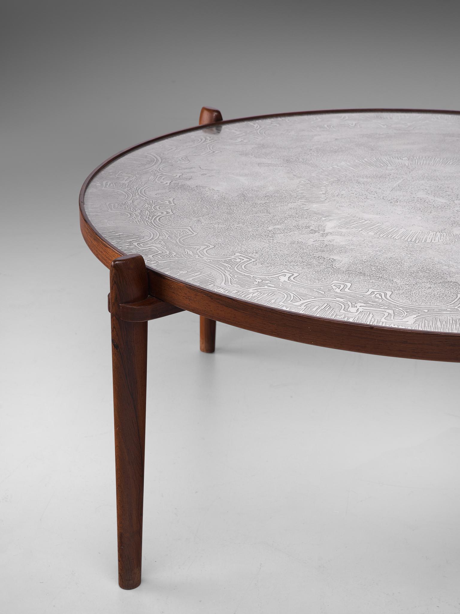 Heinz Lilienthal Coffee Table with Etched Table Top In Good Condition In Waalwijk, NL