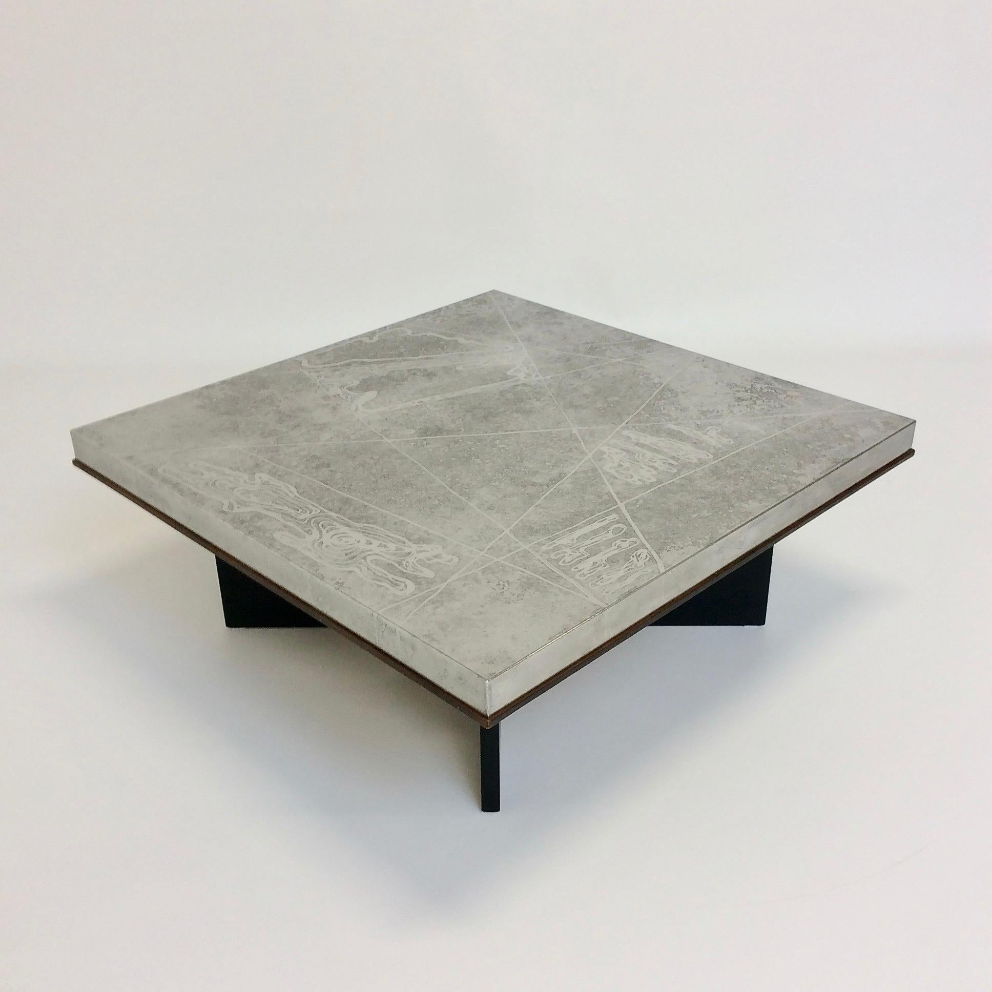 Heinz Lilienthal Etched Metal Coffee Table, circa 1970, Germany 4
