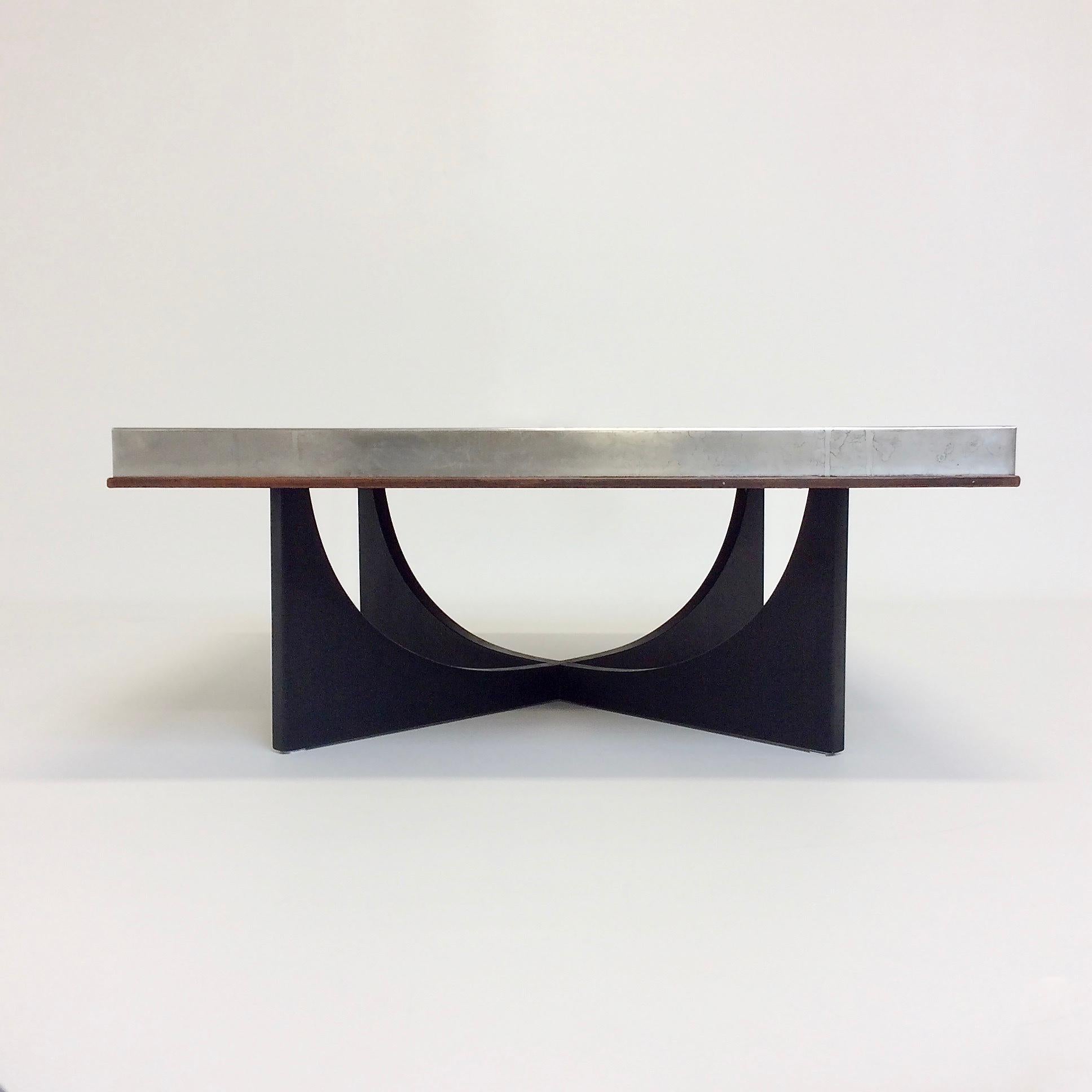 Wood Heinz Lilienthal Etched Metal Coffee Table, circa 1970, Germany