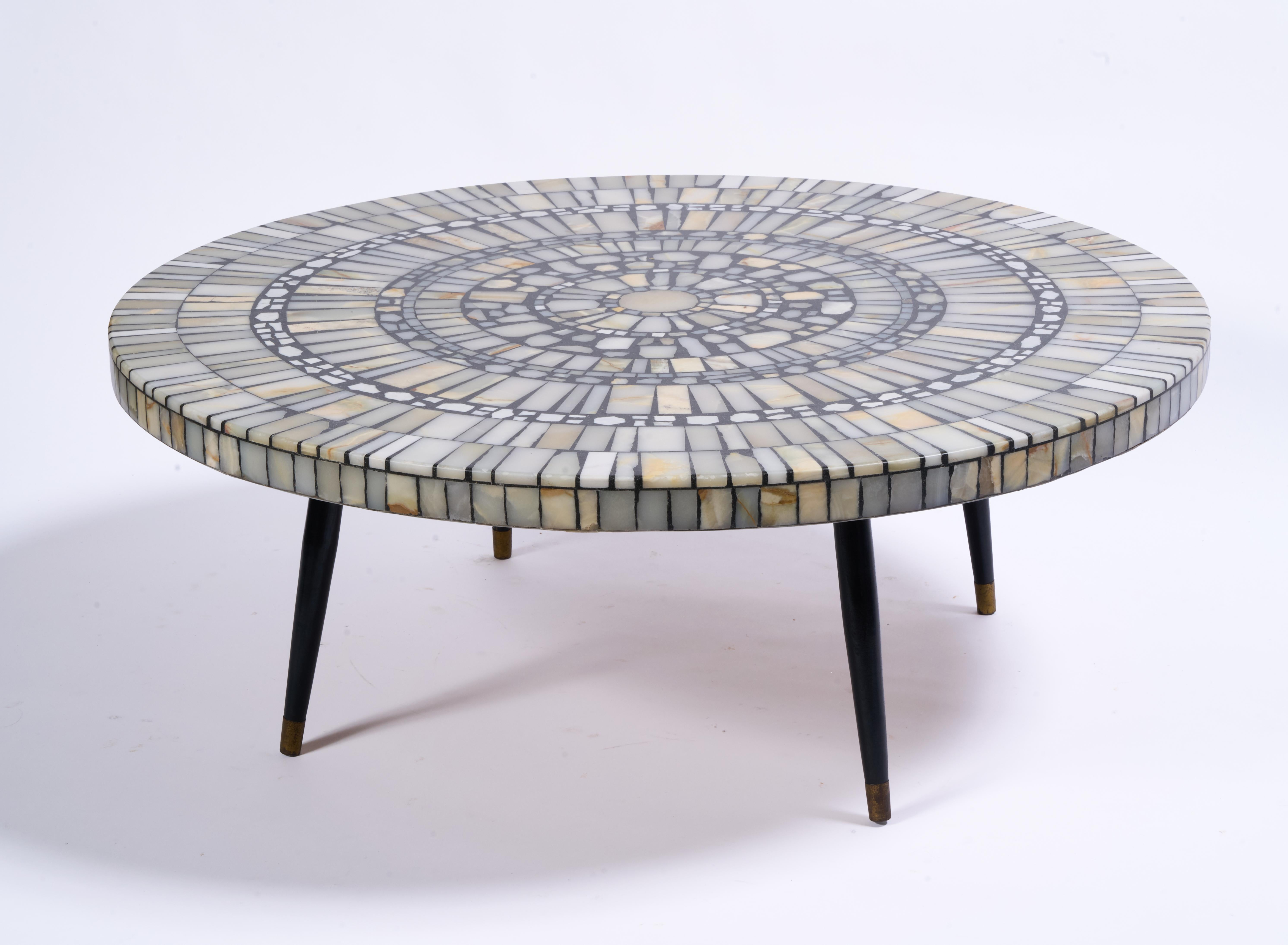 Allemand Heinz Lilienthal Mosaic Onyx Coffee Table en vente