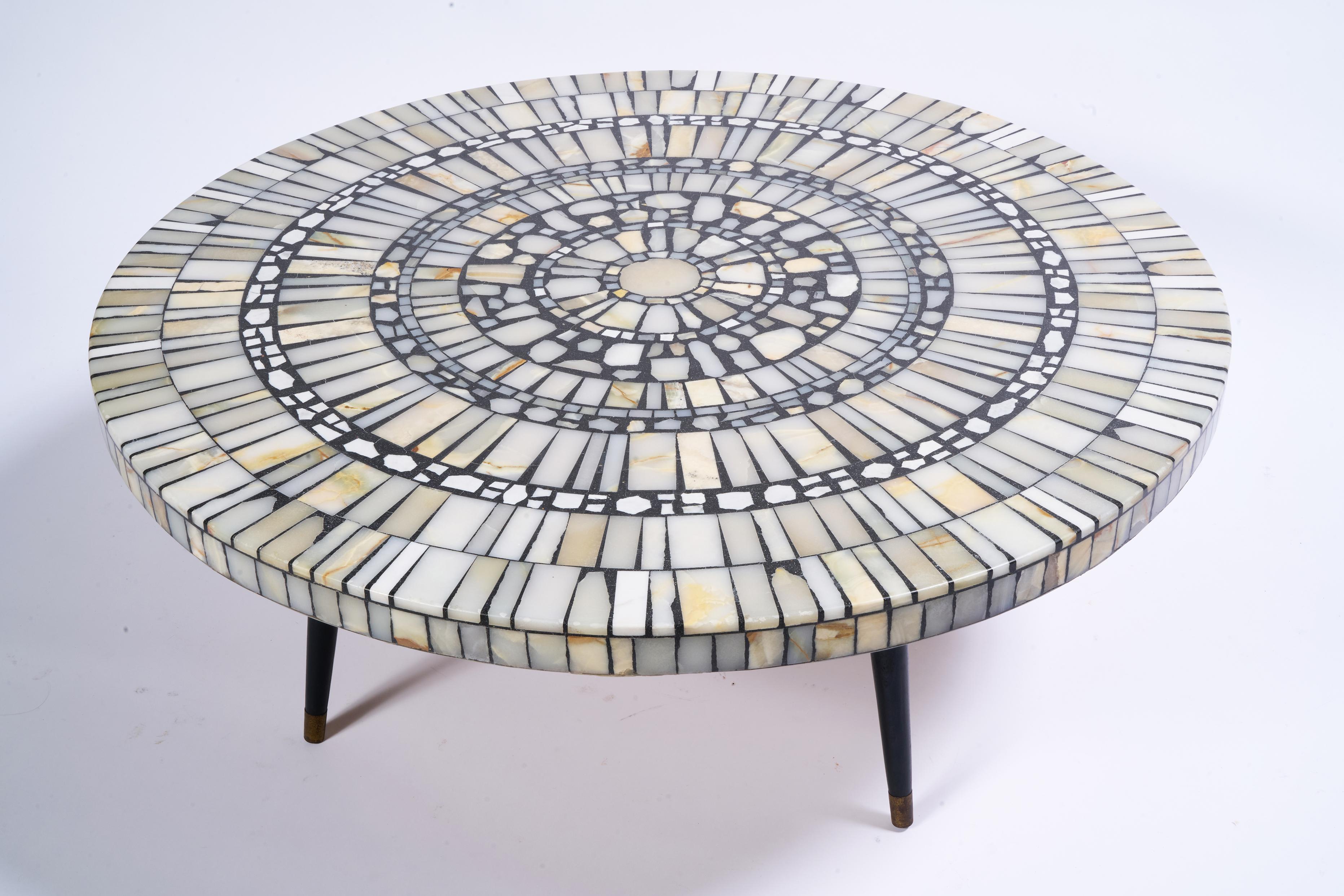 Heinz Lilienthal Mosaic Onyx Coffee Table Bon état - En vente à Greensboro, NC