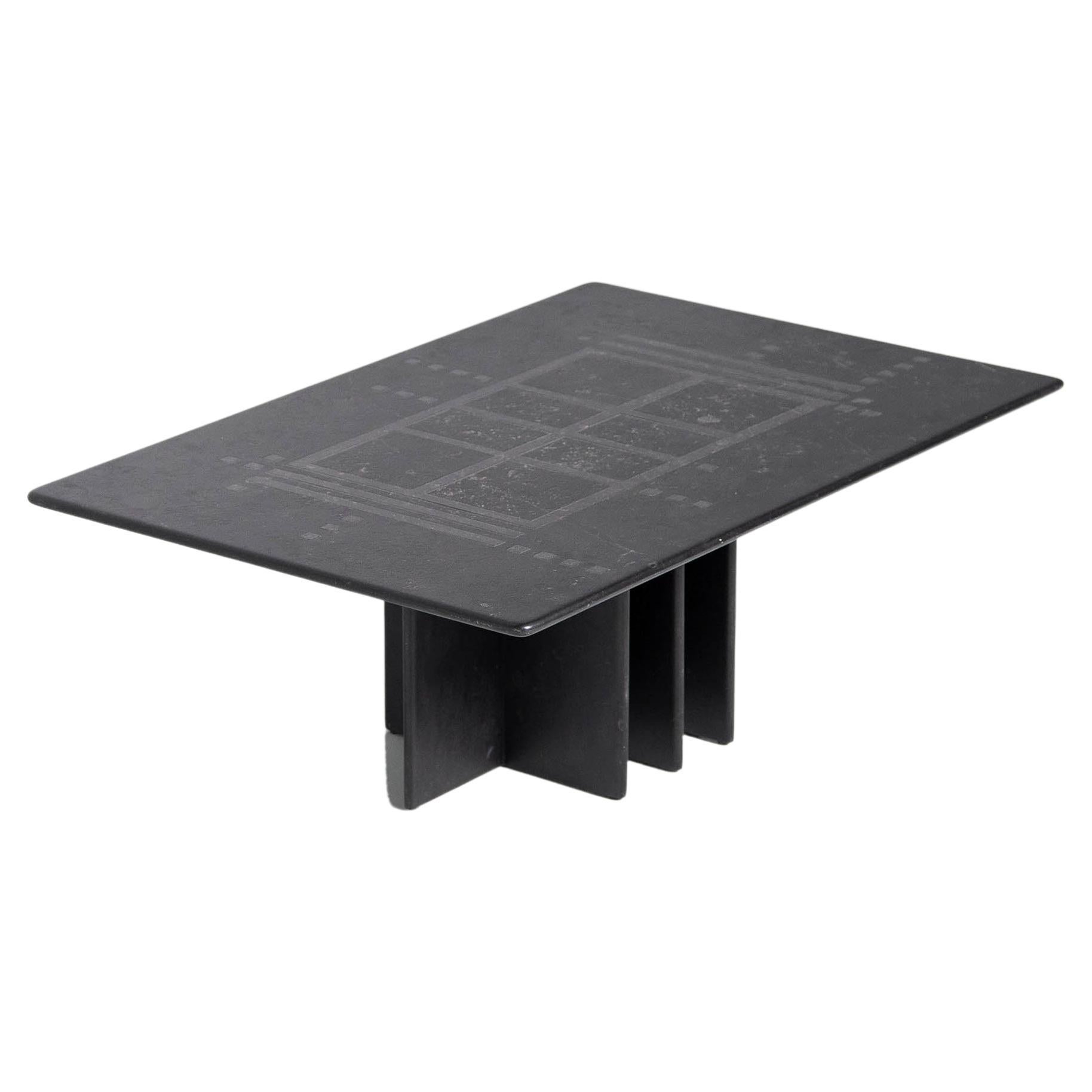 Heinz Lilienthal Slate Graphic Coffee Table Germany 1975