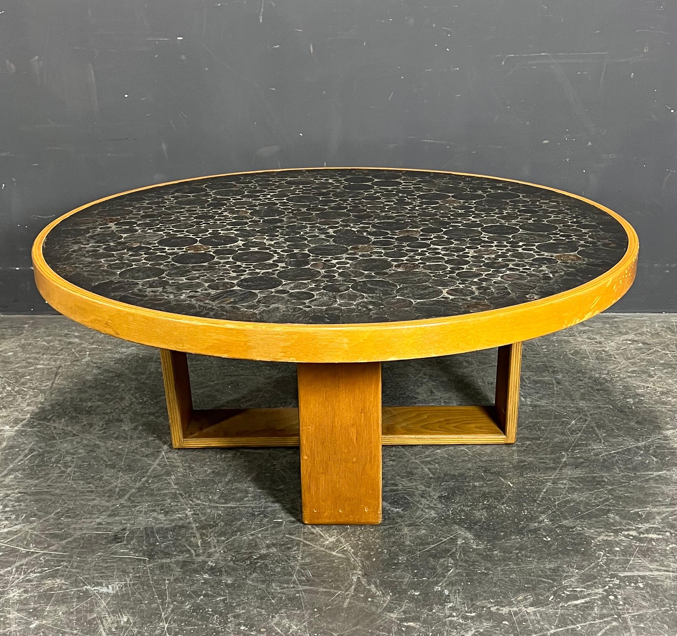 Mid-Century Modern Table basse en mosaïque de pierre Heinz Lilienthal, Allemagne, 1970 en vente