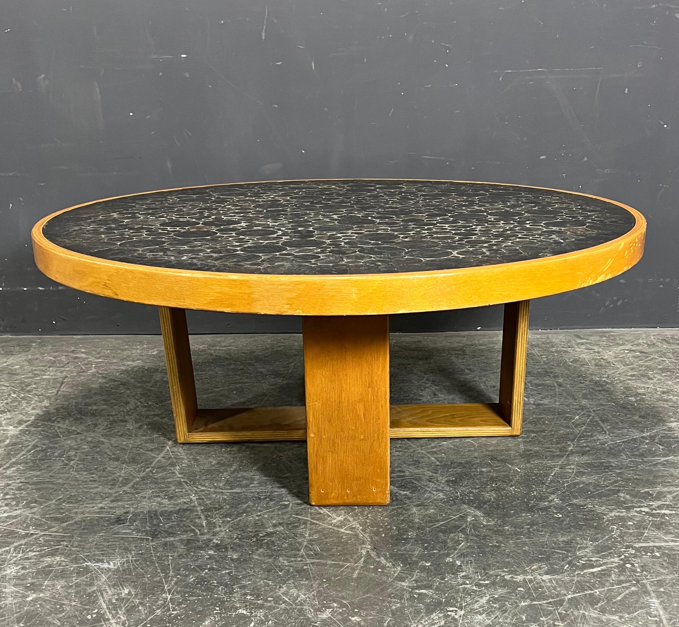 Mid-Century Modern Heinz Lilienthal stone mosaic coffee table Germany 1970 For Sale