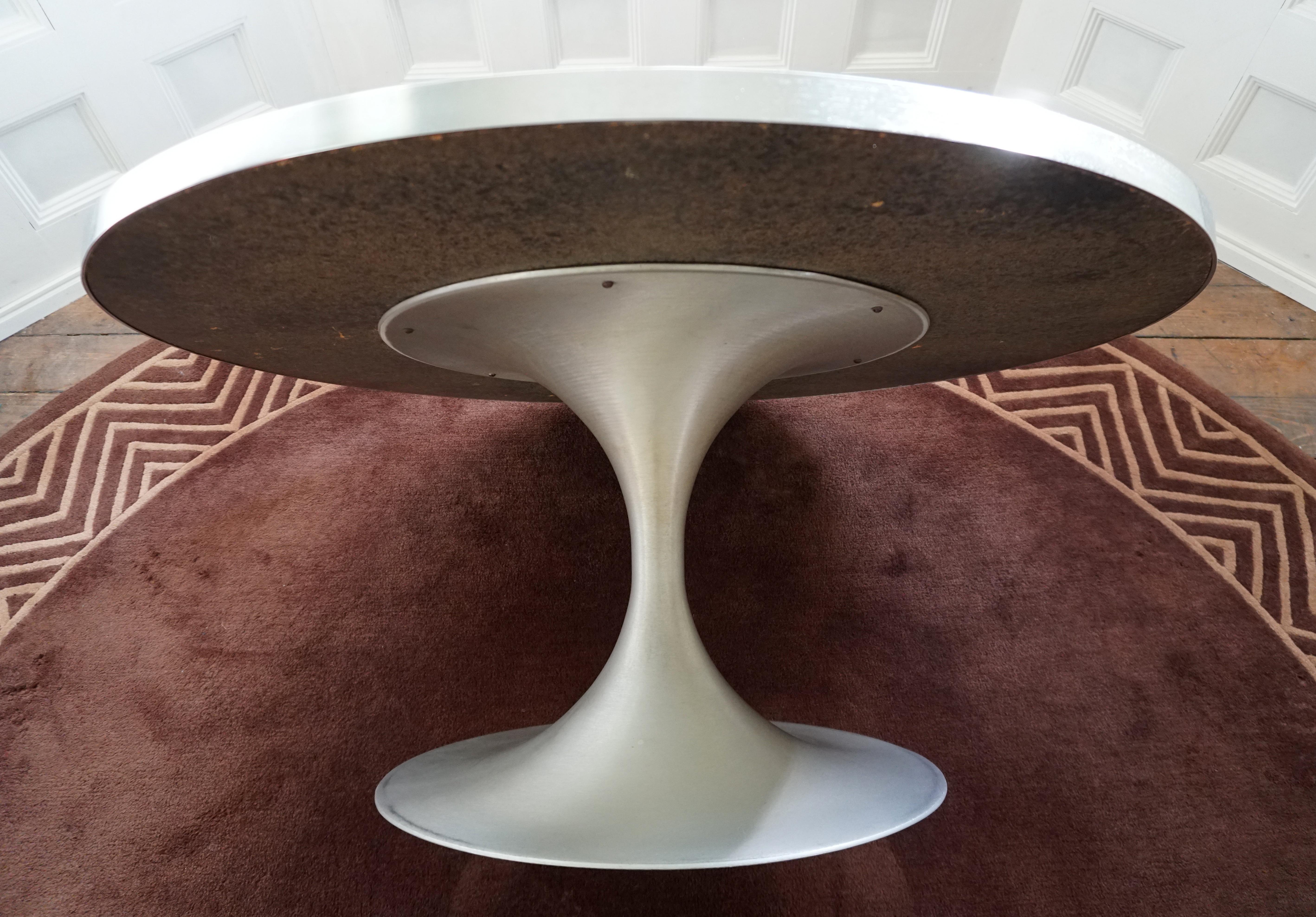 Heinz Lilienthal Tulip Table, Coffee Table with Slate and Etched Steel Tabletop For Sale 6