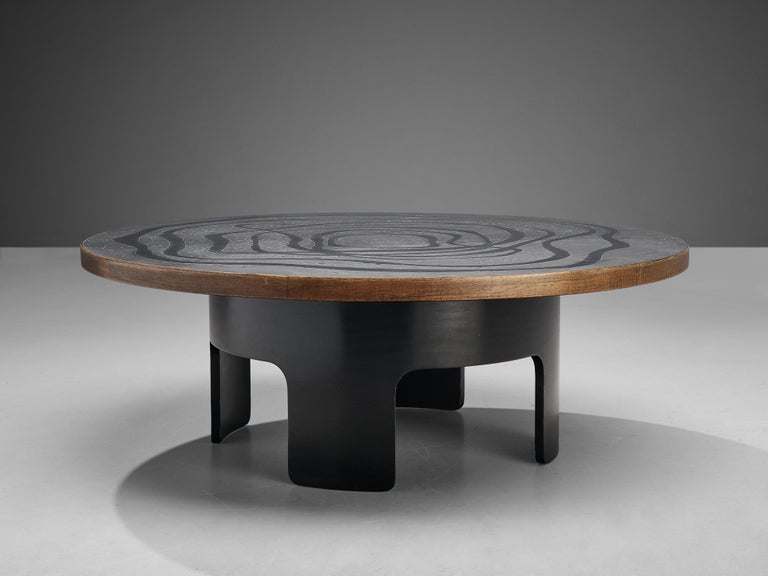 German Heinz Lilienthal Unique Coffee Table with Etched Table Top For Sale