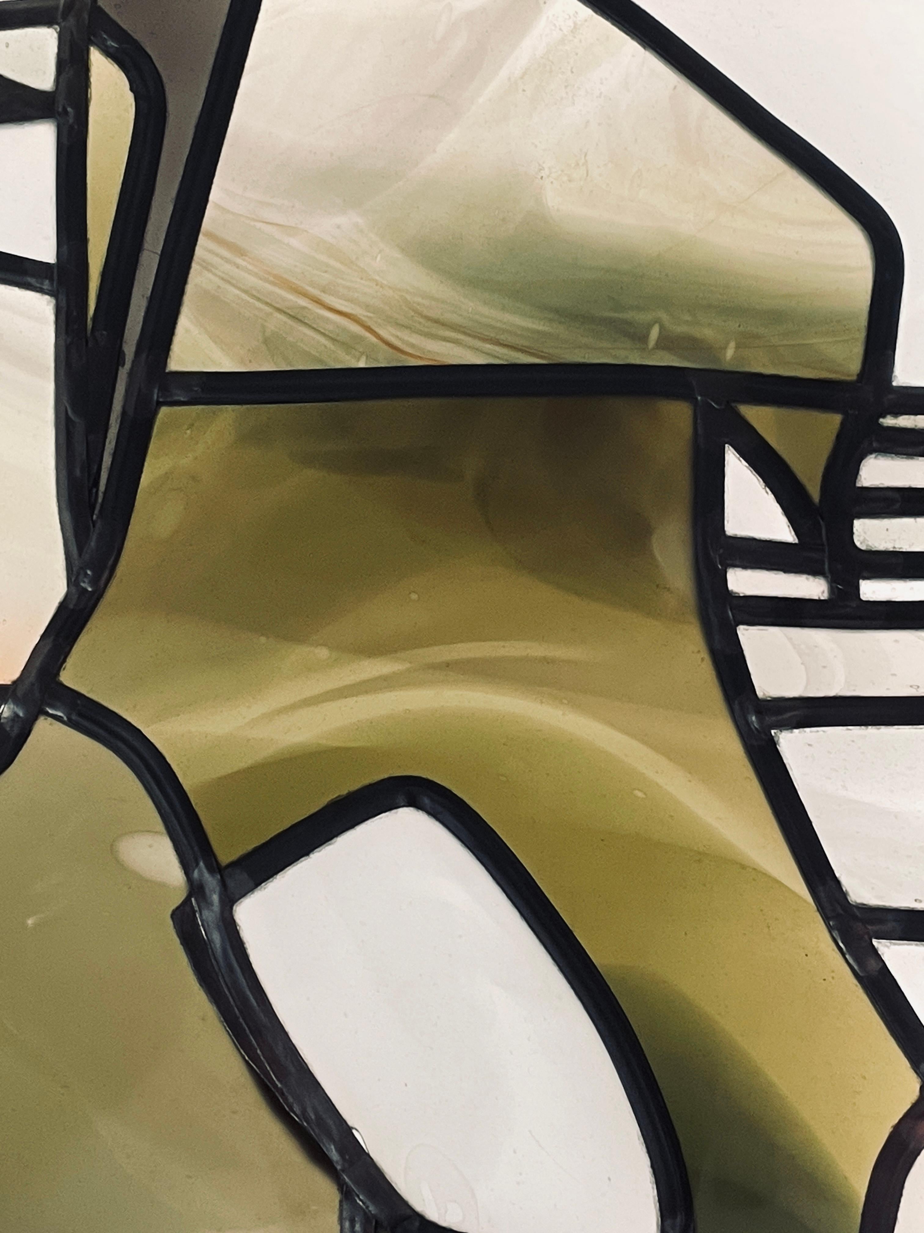 Late 20th Century Heinz Llienthal, pair of stained glass windows, Abstract work. For Sale