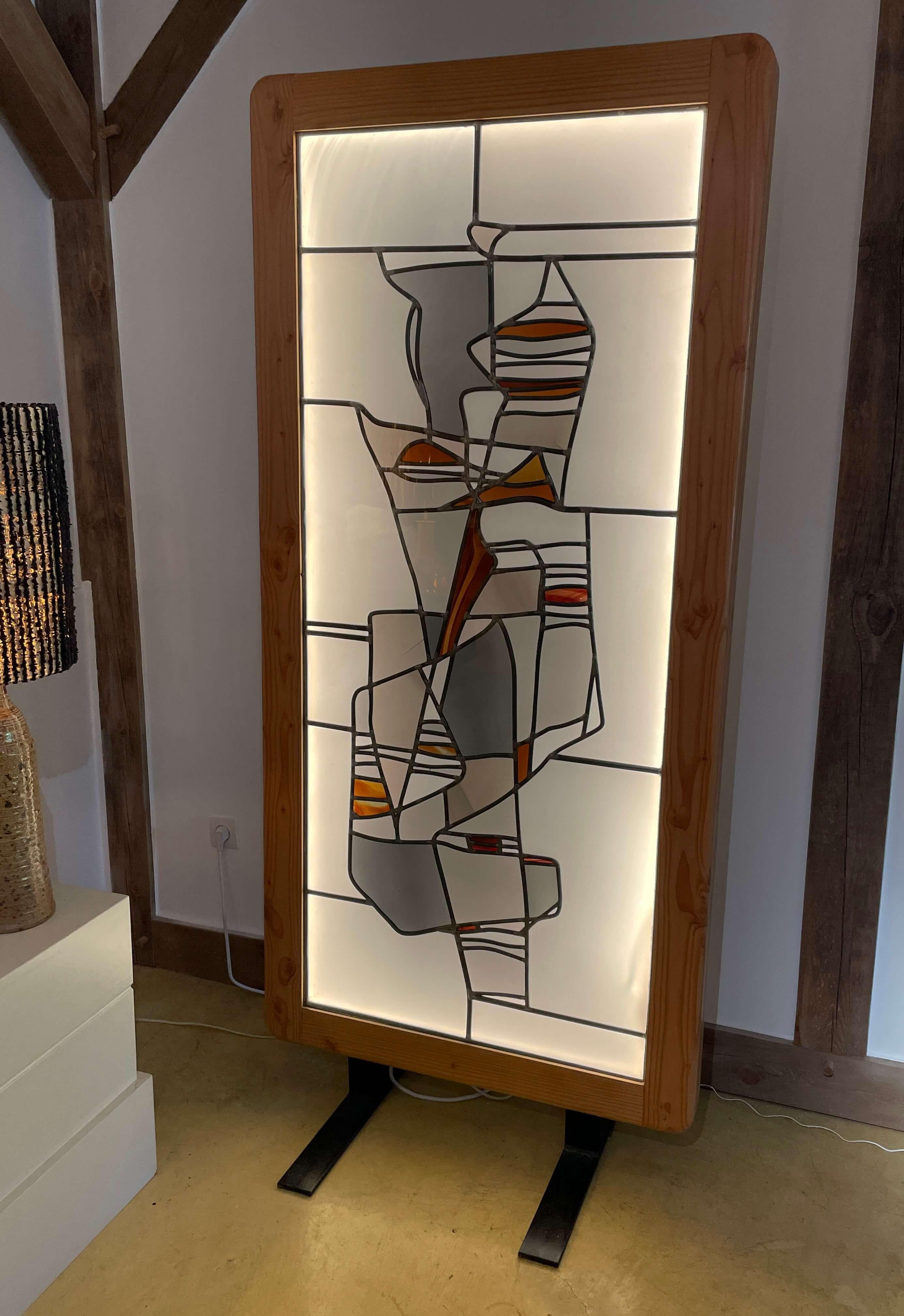 Mid-Century Modern Vitrail Heinz Llienthal, pièce unique 1990 en vente