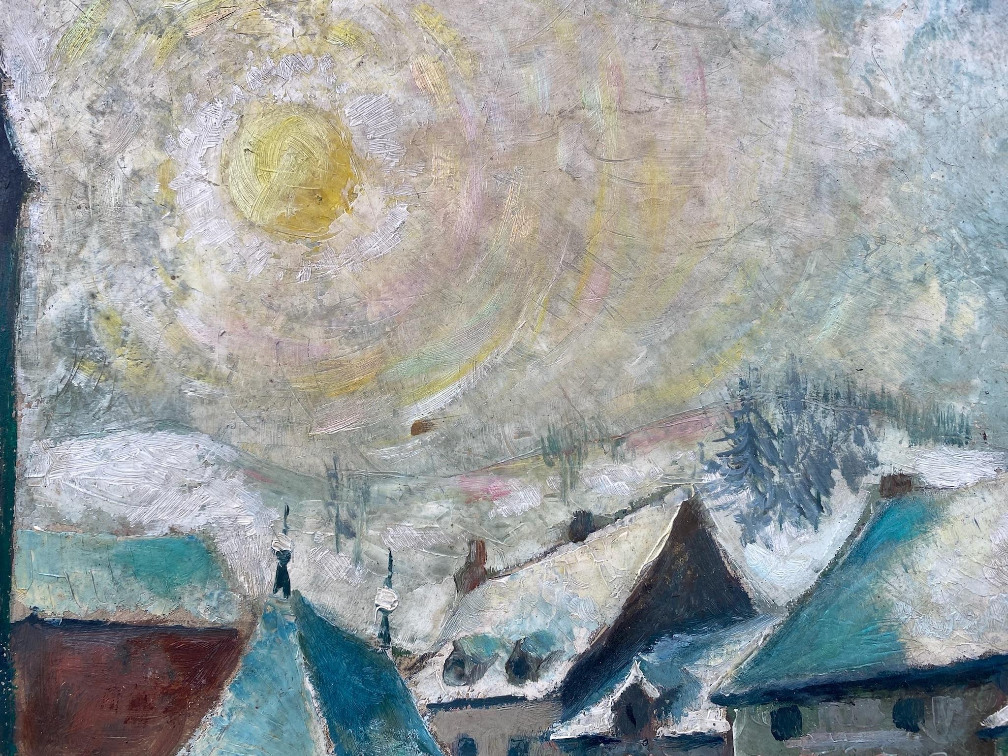 Pas de conte d'hiver ordinaire : La résilience, la guerre 1943, l'huile expressionniste allemande - Marron Landscape Painting par Heinz Lohmar