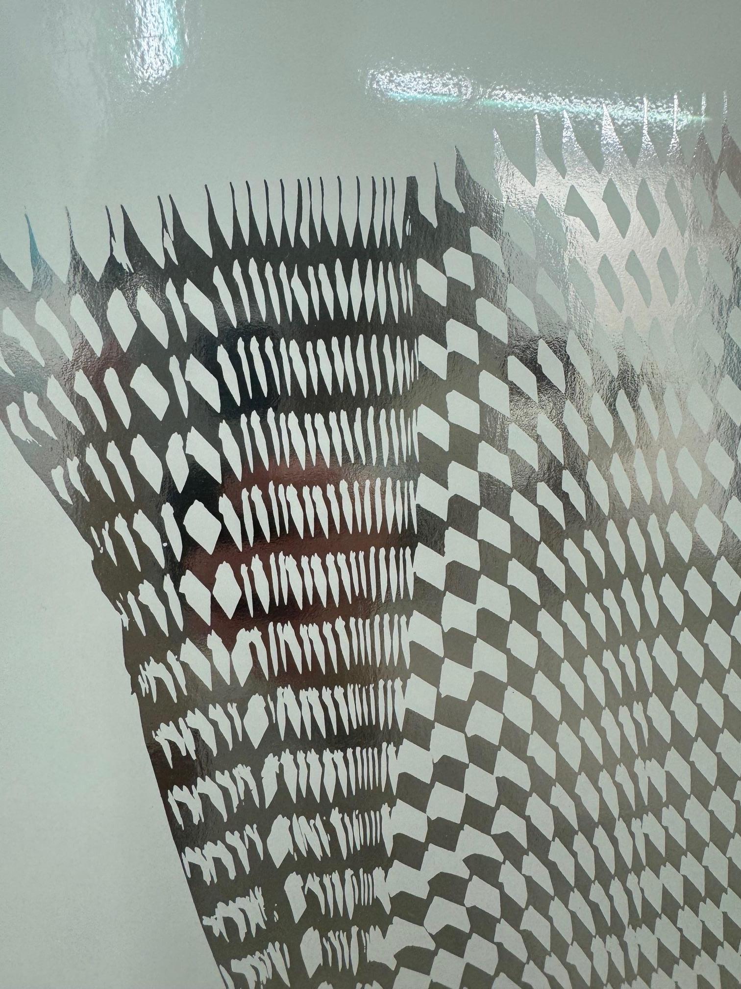 Silver Fan - contemporary zero art by Heinz Mack, silver minimalist op art For Sale 1