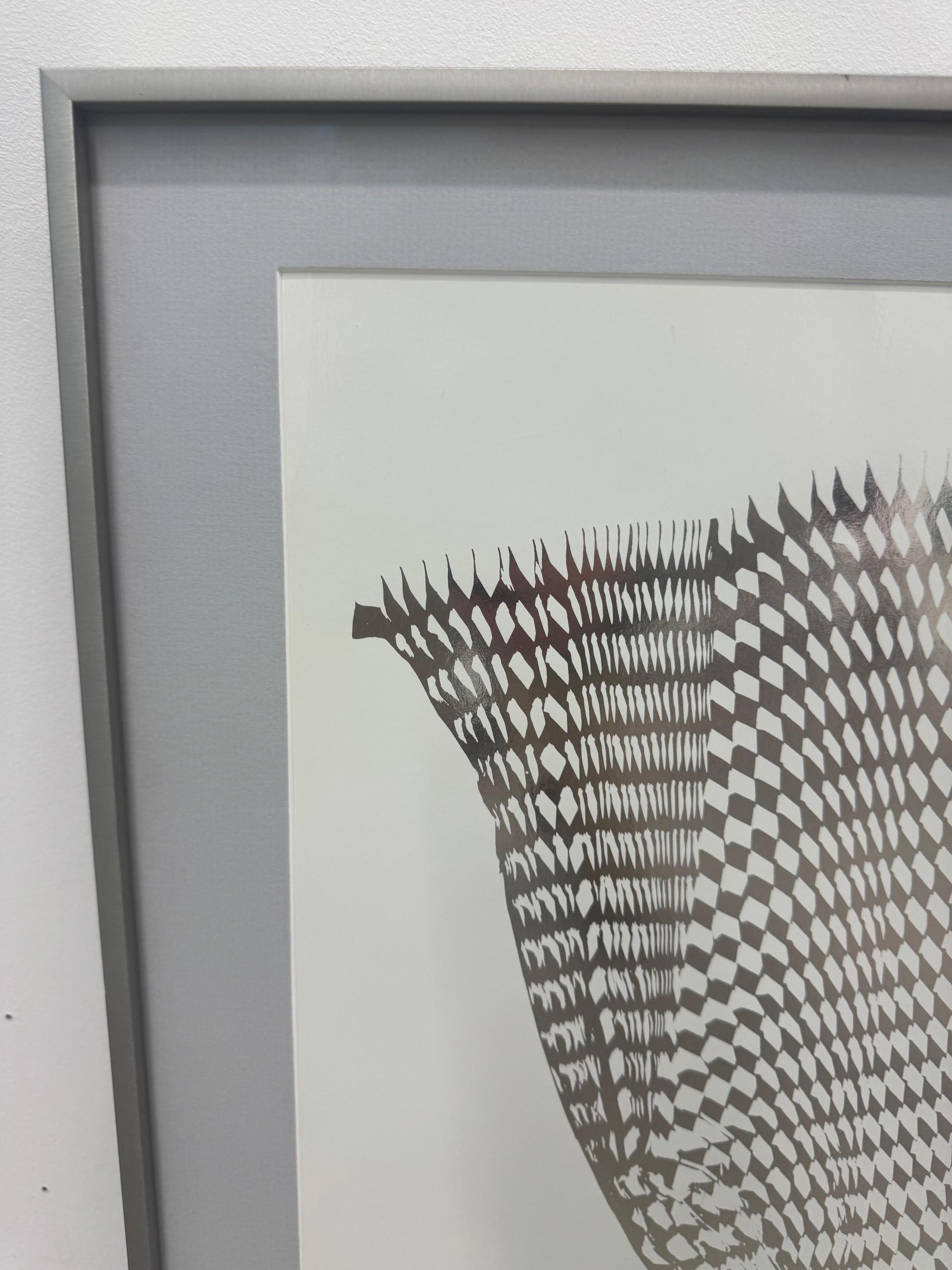 Silver Fan - contemporary zero art by Heinz Mack, silver minimalist op art For Sale 2