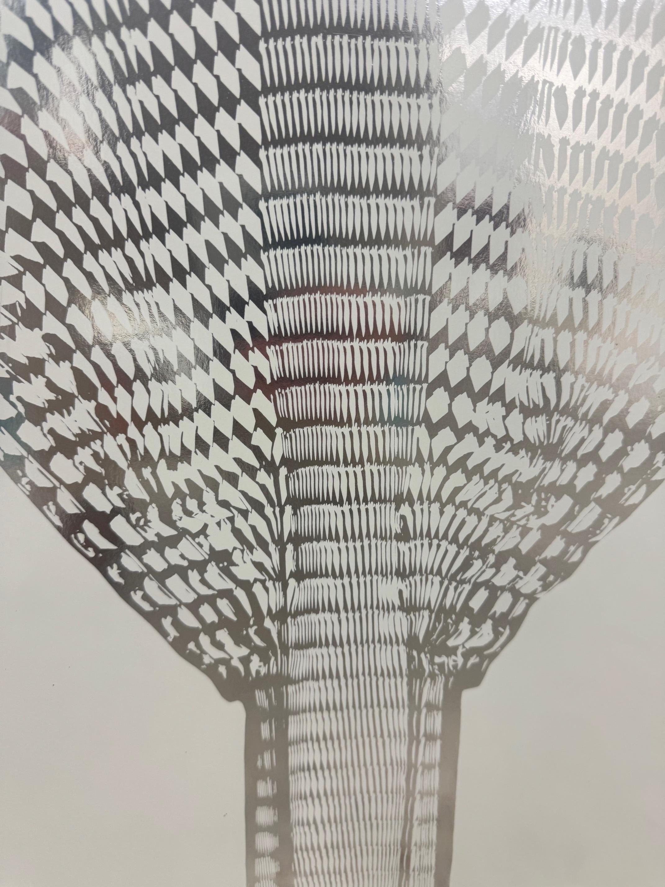 Silver Fan - contemporary zero art by Heinz Mack, silver minimalist op art For Sale 3