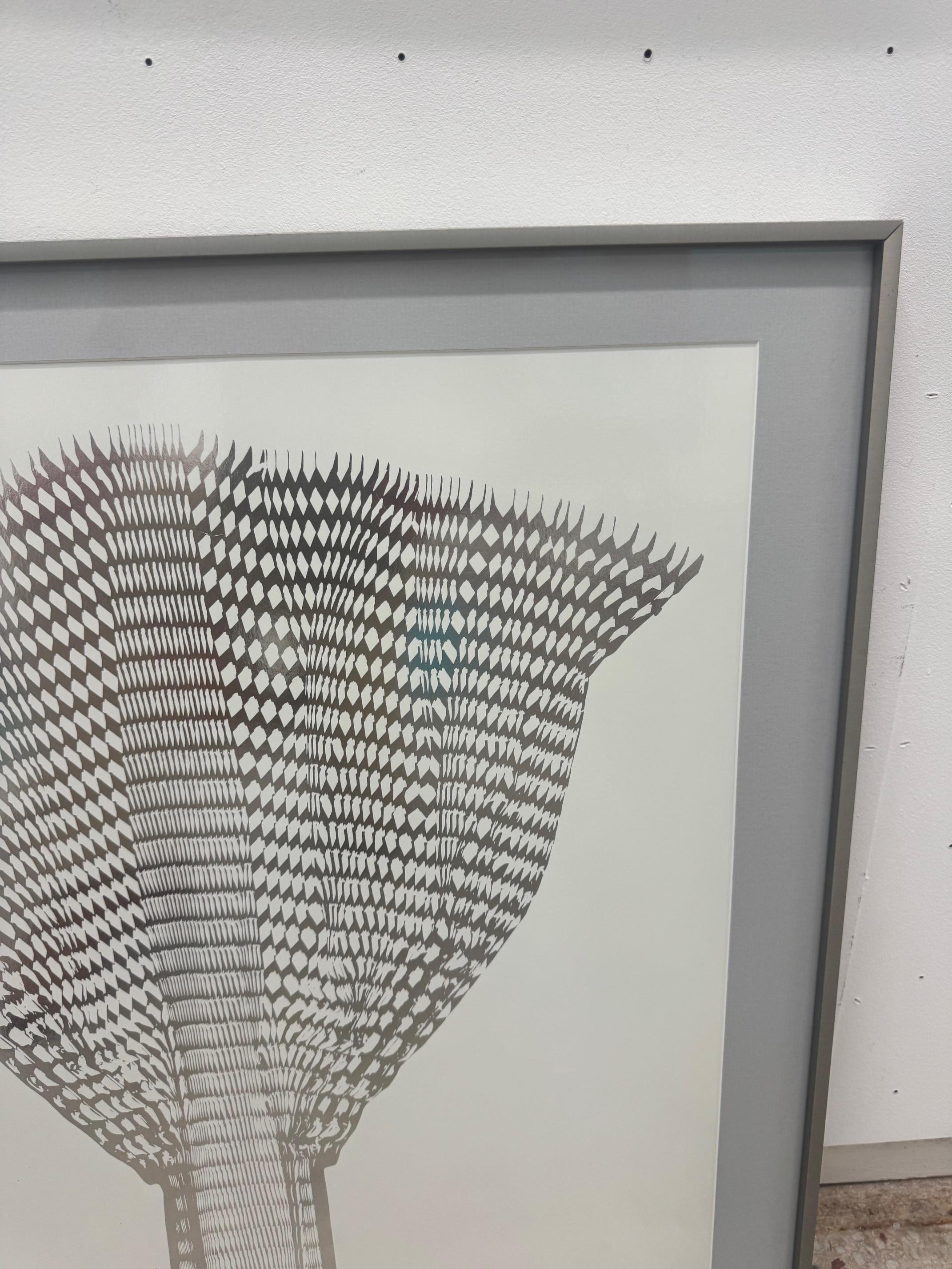 Silver Fan - contemporary zero art by Heinz Mack, silver minimalist op art For Sale 4