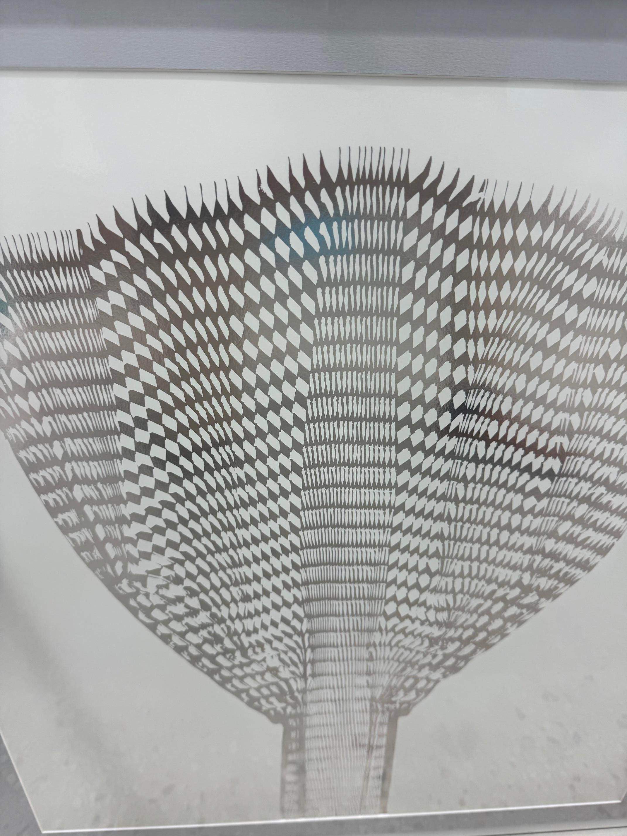 Silver Fan - contemporary zero art by Heinz Mack, silver minimalist op art For Sale 5