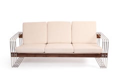 Heinz Meier pour Landes Canapé en noyer chromé et capitonné
