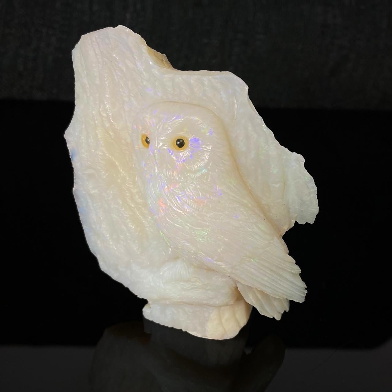 Artisan Heinz Postler Brazilian Opal Owl Carving, 1655 Carats, Idar-Oberstein For Sale