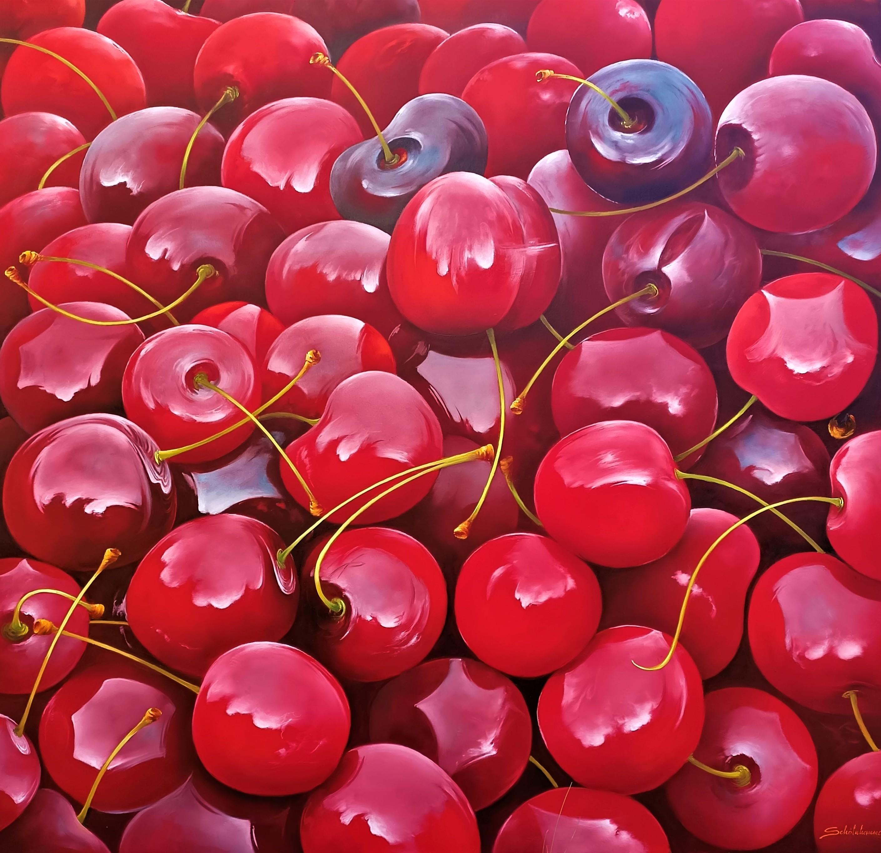 Kirschen - original realismus stillleben malerei - zeitgenössische kunst