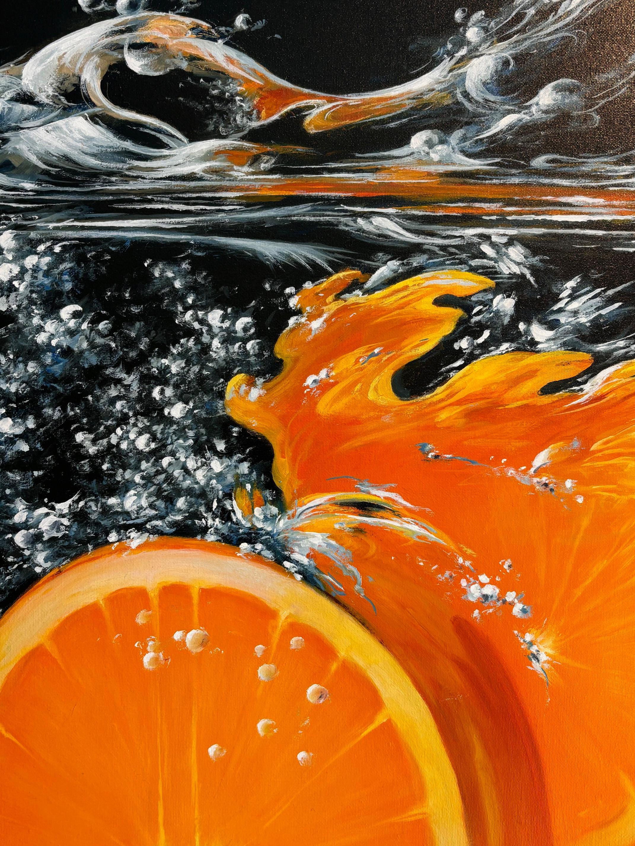 Lemon - original realism still life painting - contemporary Art - Photorealist Painting by Heinz Schönhammer