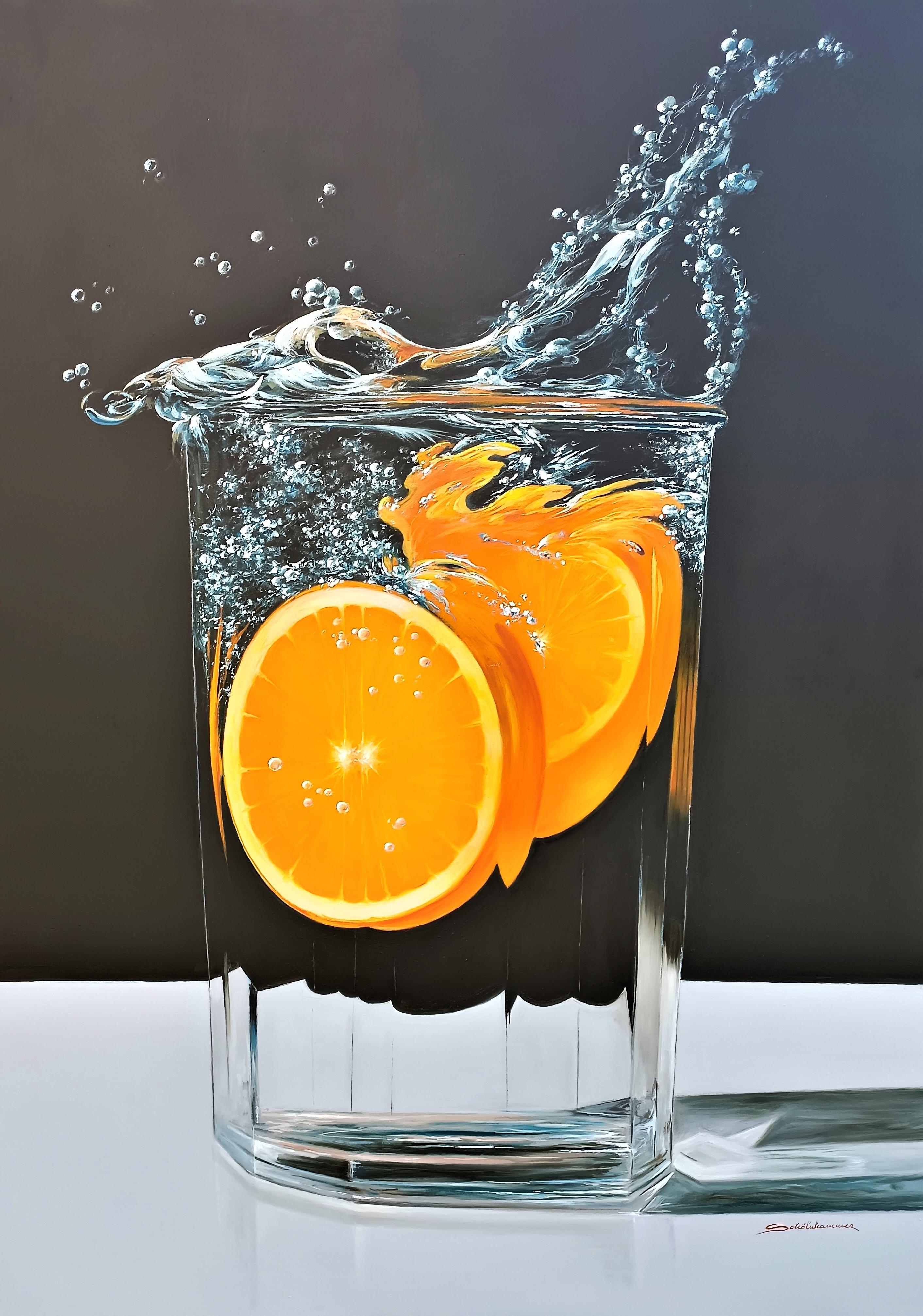 Heinz Schönhammer Still-Life Painting - Lemon - original realism still life painting - contemporary Art