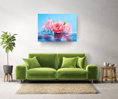 Roses Splash - original realism still life painting - contemporary artwork