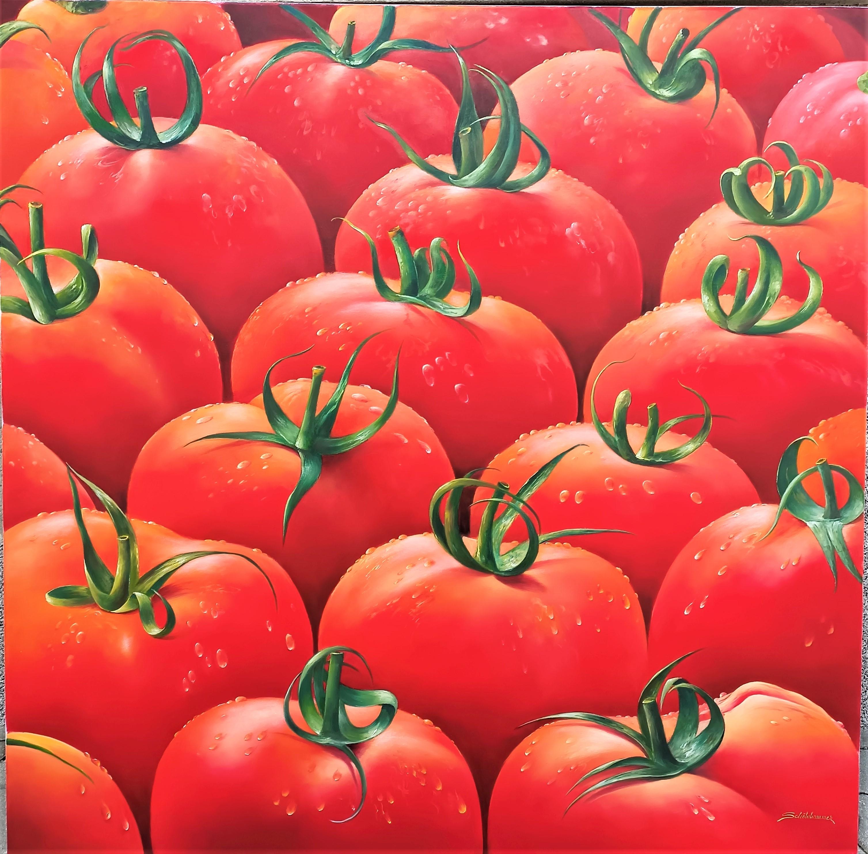 Tomatoes - original realism still life painting - contemporary artwork