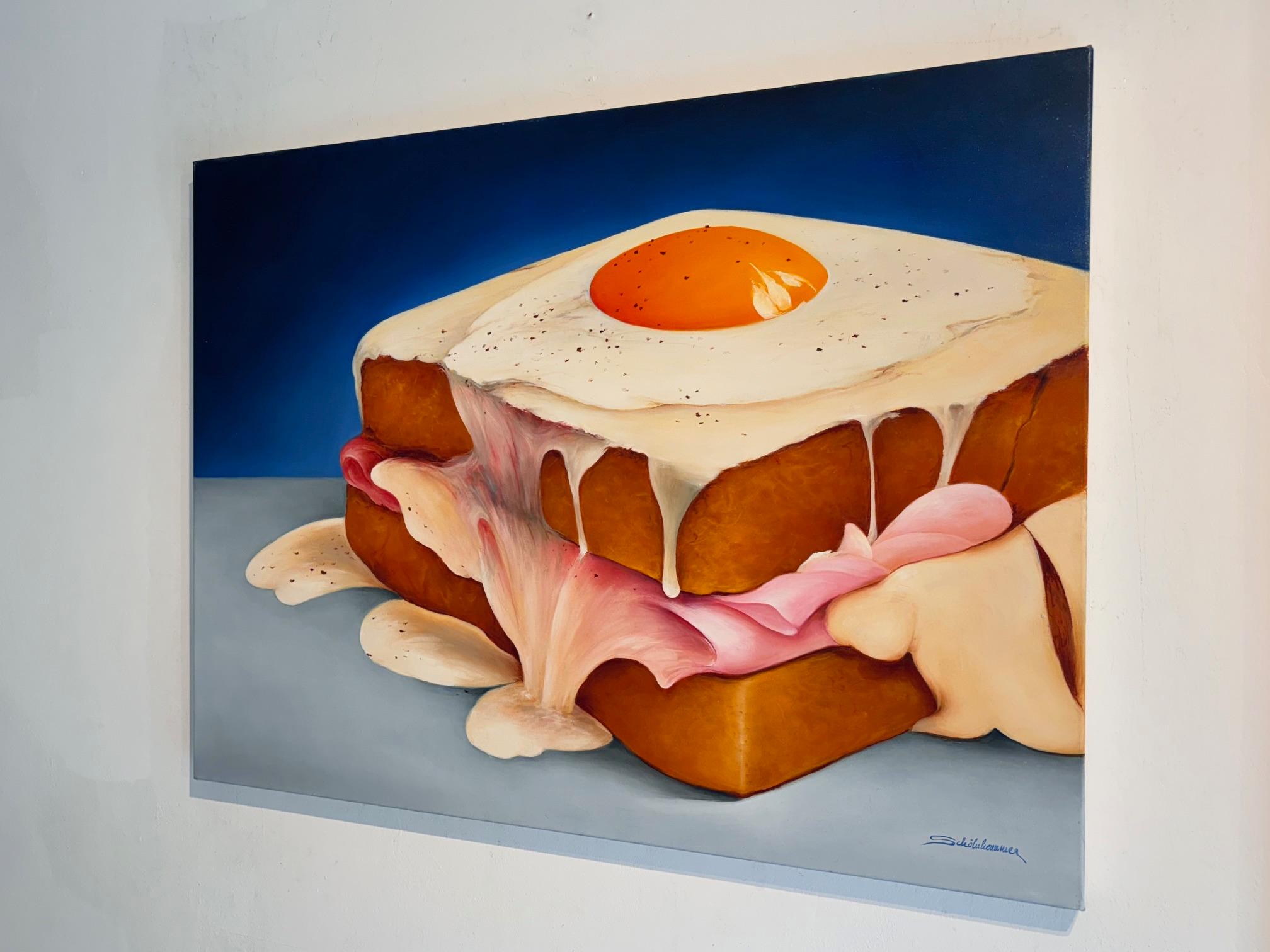 Toust - peinture originale de nature morte réaliste - Art contemporain - Violet Still-Life Painting par Heinz Schönhammer