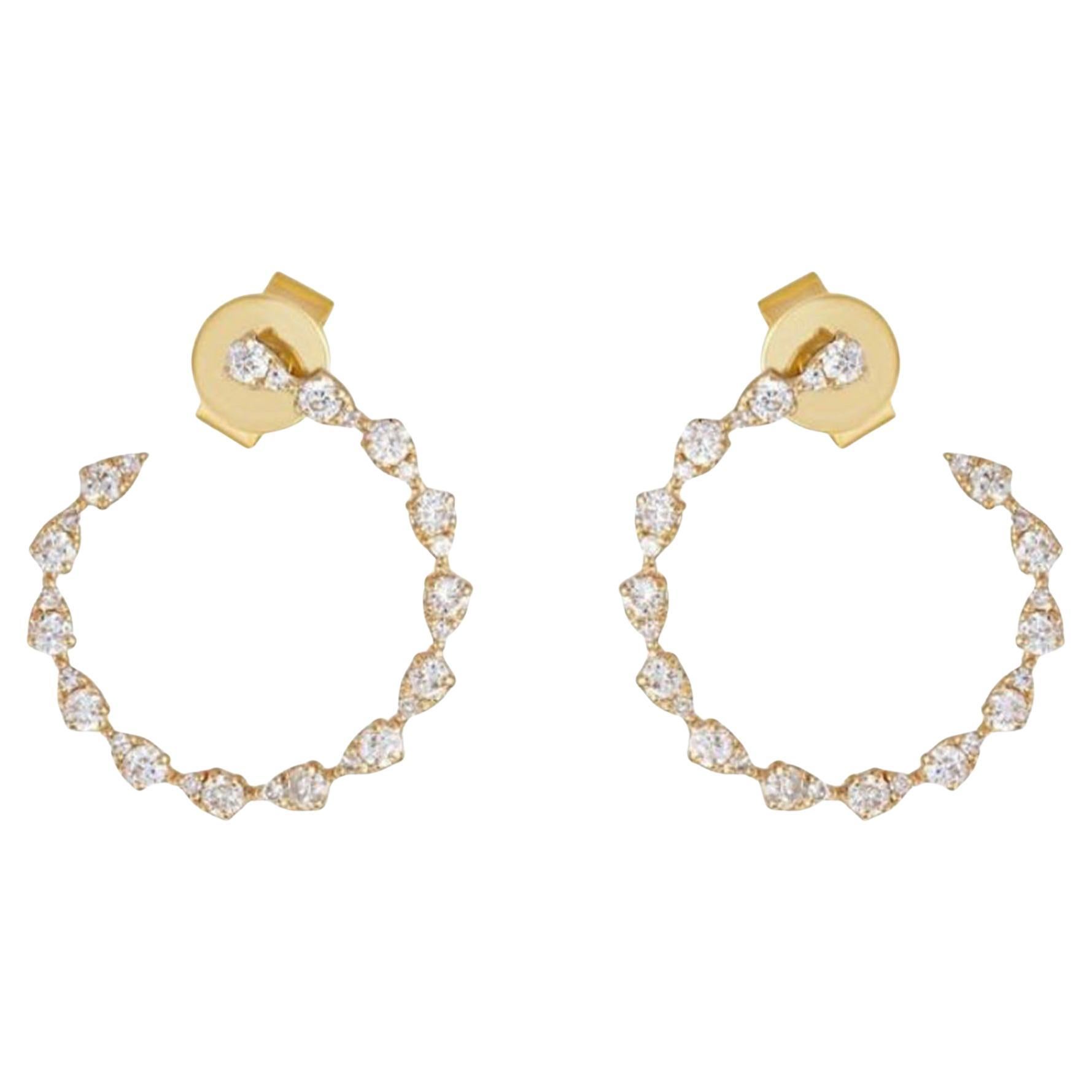 Heirloom 14K (or 18k upon request) Yellow Gold Diamond Hoops Earrings