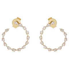 Pendientes de aro de oro de 14K con diamantes de 0,59 ct, de estilo tradicional