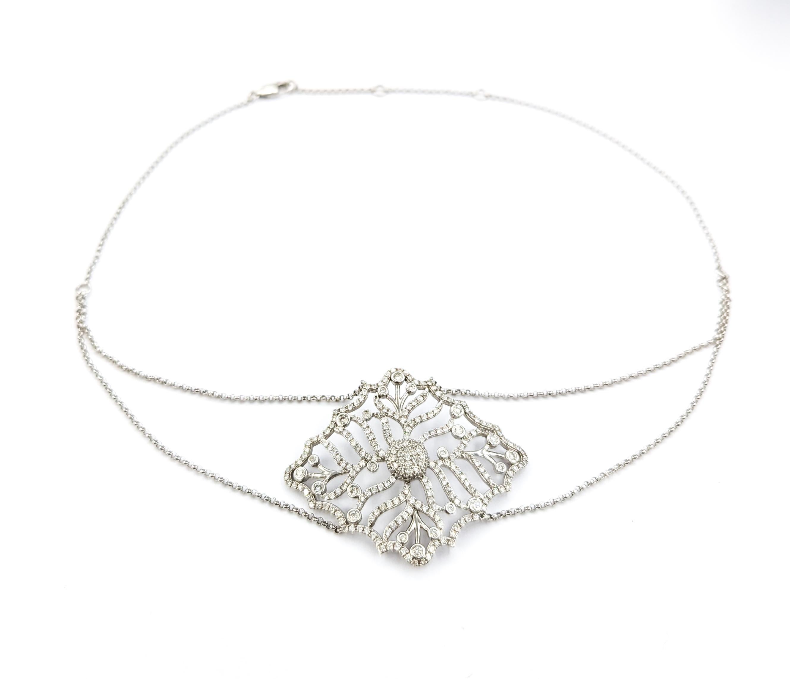 Heirloom 2,68 Karat Diamant-Halskette Choker aus Weißgold (Zeitgenössisch)