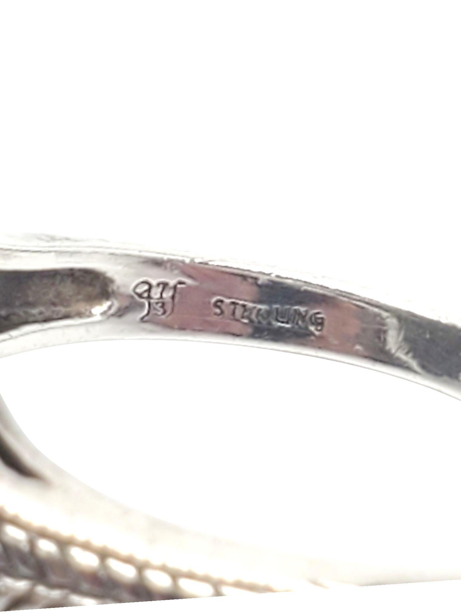 Heirloom 73 Sterling Silver Art Deco Sapphire & Diamond Ring Size 7 #20947 For Sale 1