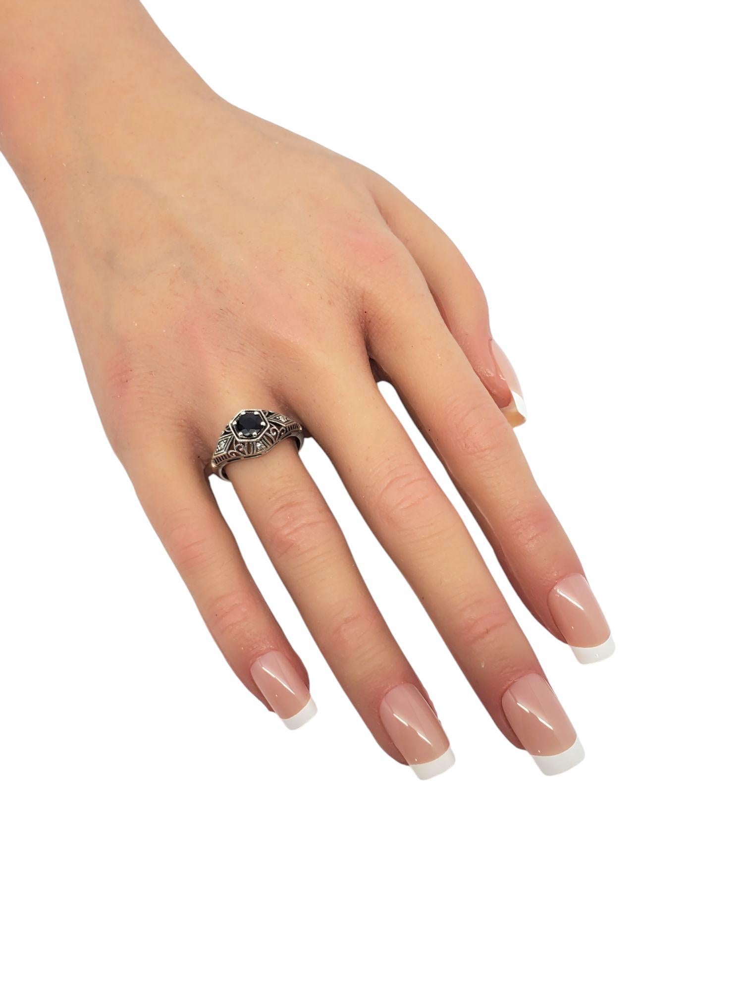 Heirloom 73 Sterling Silver Art Deco Sapphire & Diamond Ring Size 7 #20947 For Sale 3