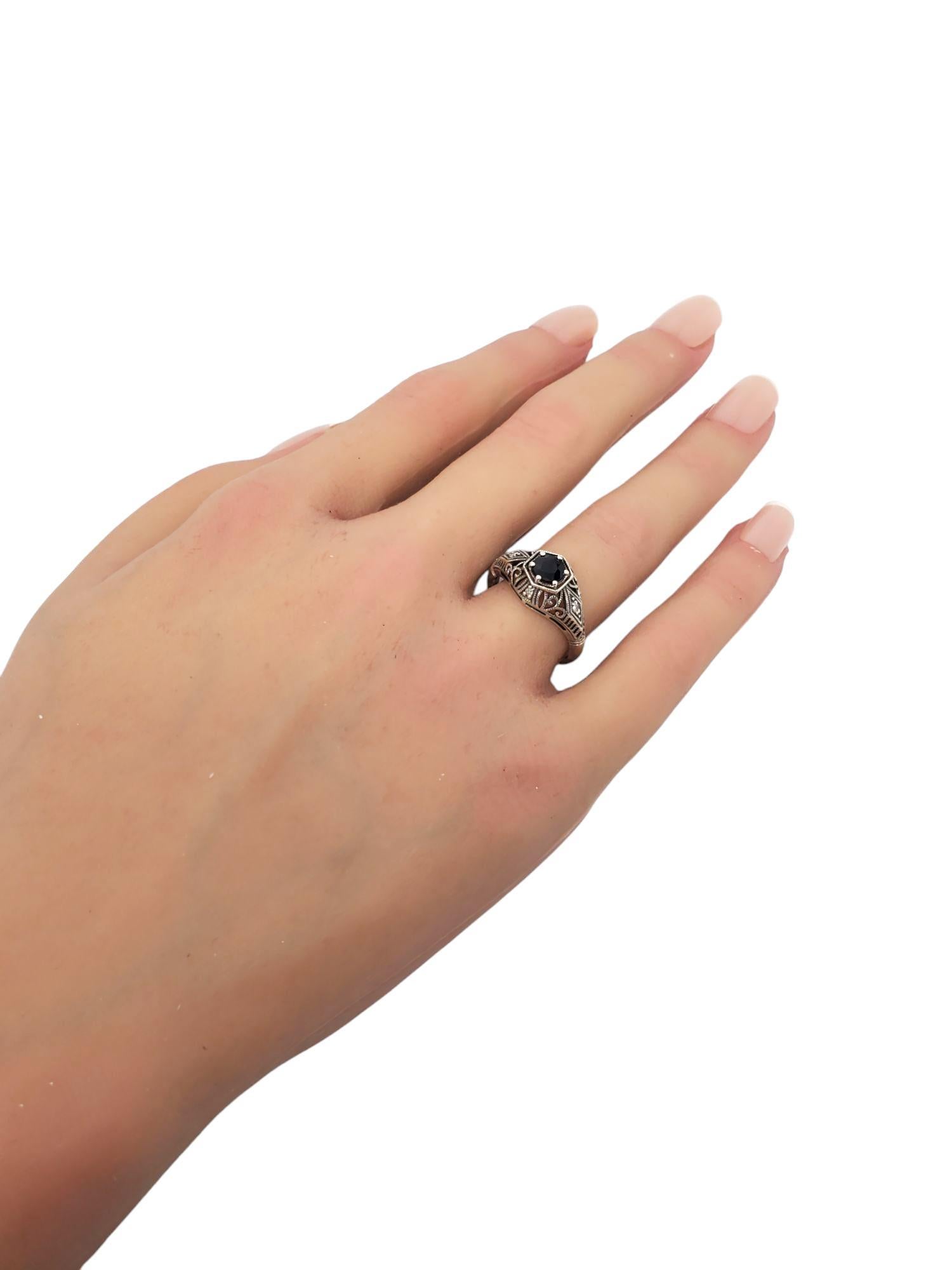 Heirloom 73 Sterling Silver Art Deco Sapphire & Diamond Ring Size 7 #20947 For Sale 4
