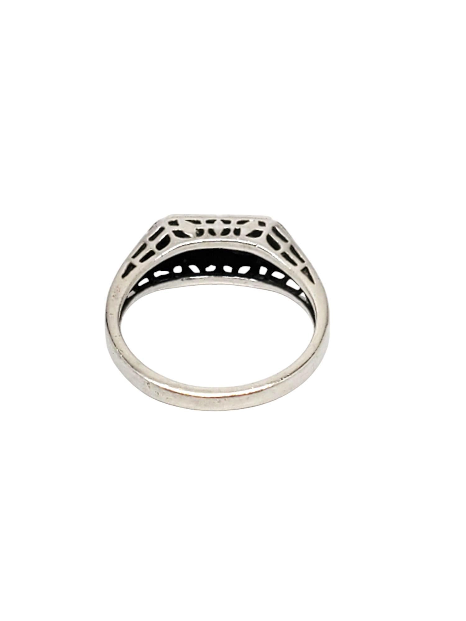 Round Cut Heirloom 73 Sterling Silver Art Deco Sapphire Ring Size 6 #20949 For Sale
