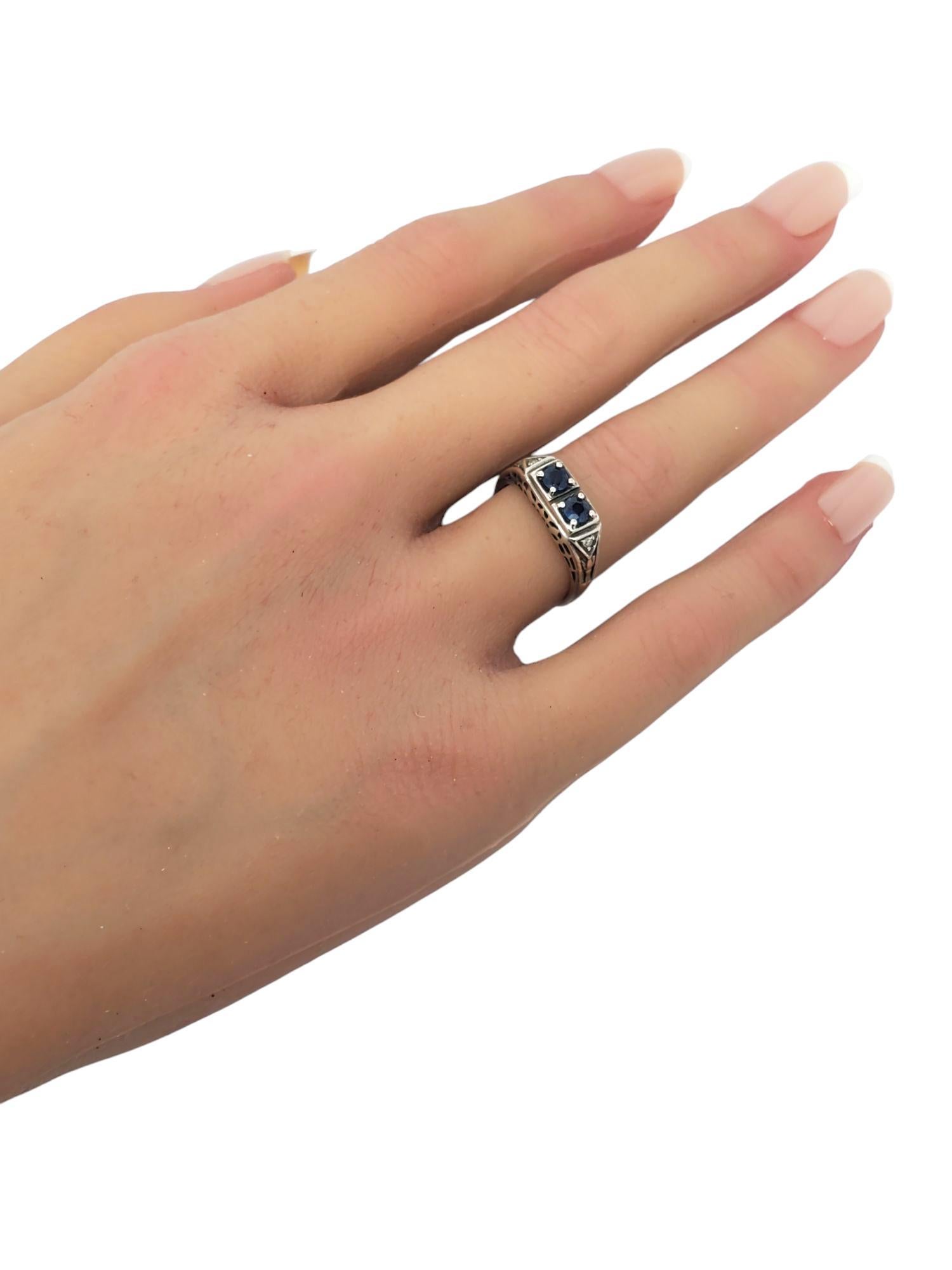 Heirloom 73 Sterling Silver Art Deco Sapphire Ring Size 6 #20949 For Sale 3