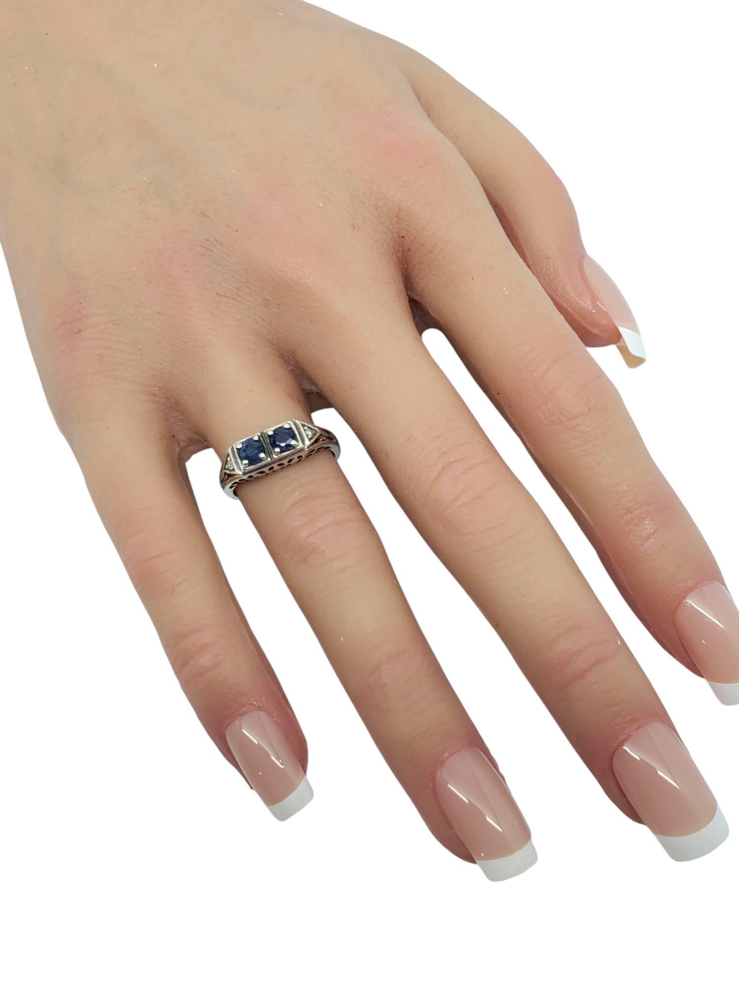 Heirloom 73 Sterling Silver Art Deco Sapphire Ring Size 6 #20949 For Sale 4