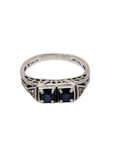 Cimelio 73 Anello con zaffiro in argento Art Deco misura 6 #20949