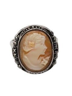 Heirloom 73 Sterling Silver Cameo Ring Size 8 #20846