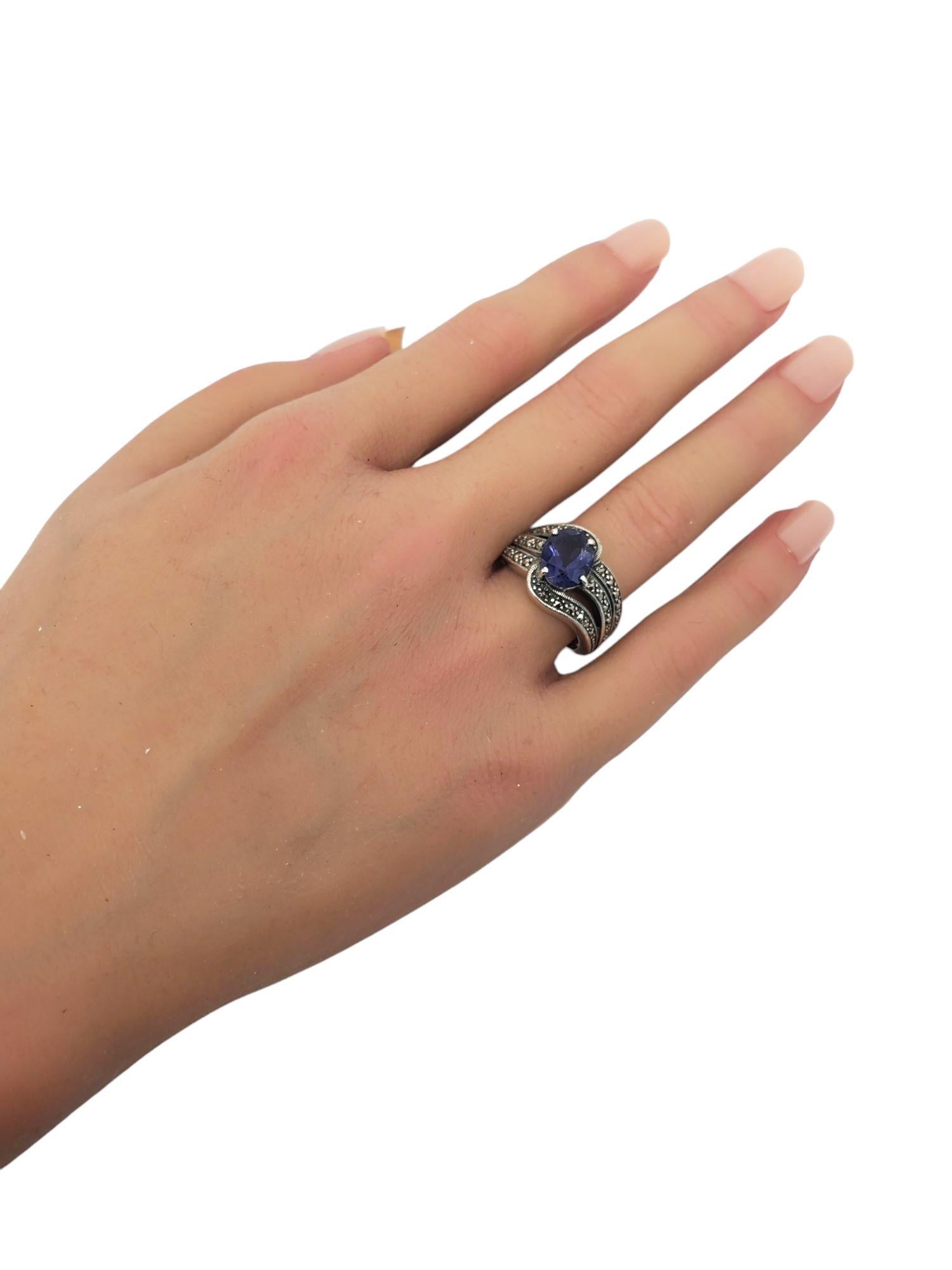 Heirloom 73 Anello in argento sterling con pietra viola e marcasite misura 7 #20869 in vendita 3