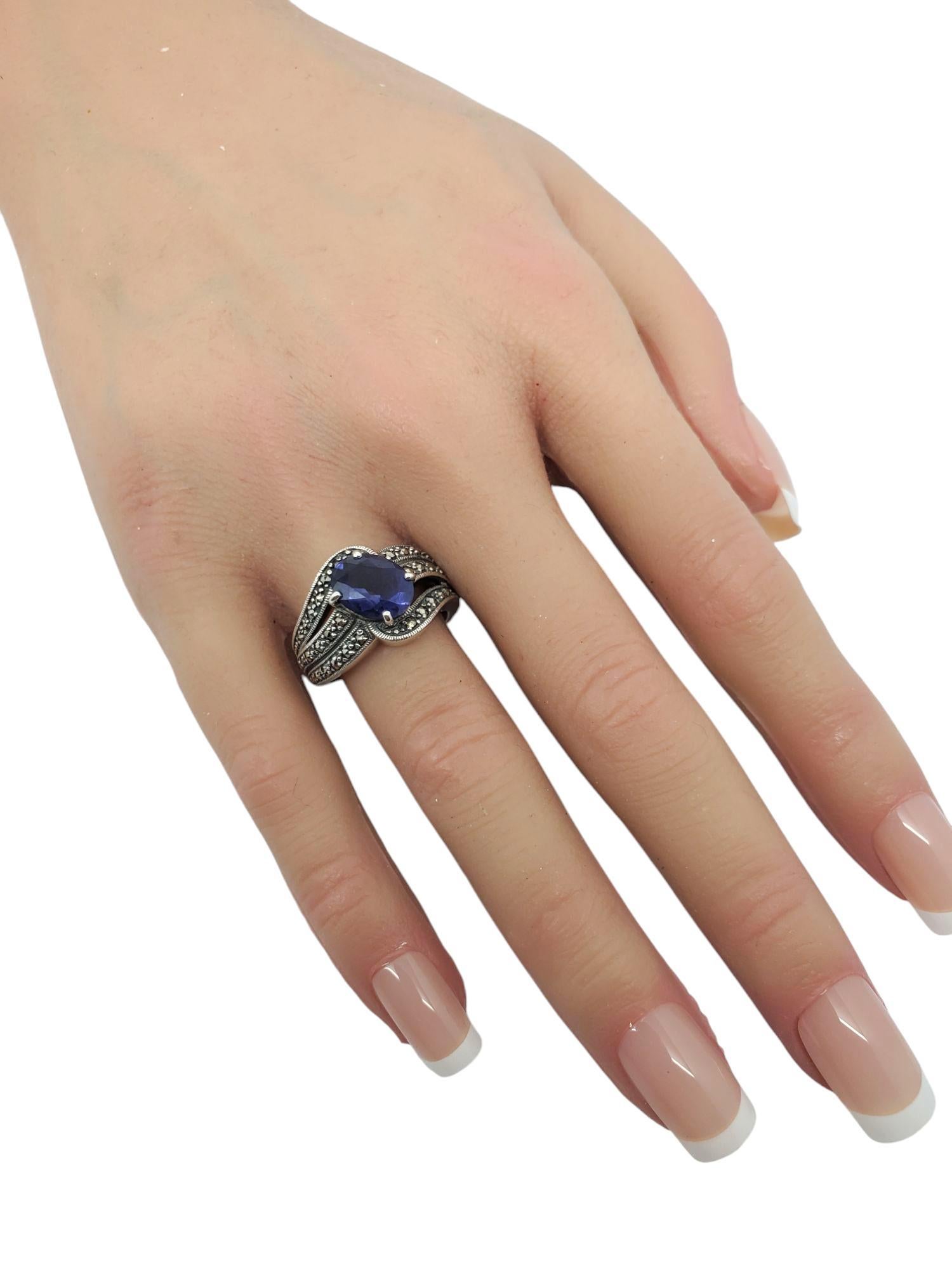 Heirloom 73 Anello in argento sterling con pietra viola e marcasite misura 7 #20869 in vendita 4