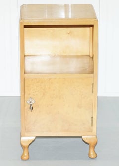Heirloom Furniture Est 1889 Burr Walnut Bedside Table Cabinet with Cupboard