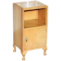 Heirloom Furniture Est 1889 Burr Walnut Bedside Table Cabinet with Cupboard