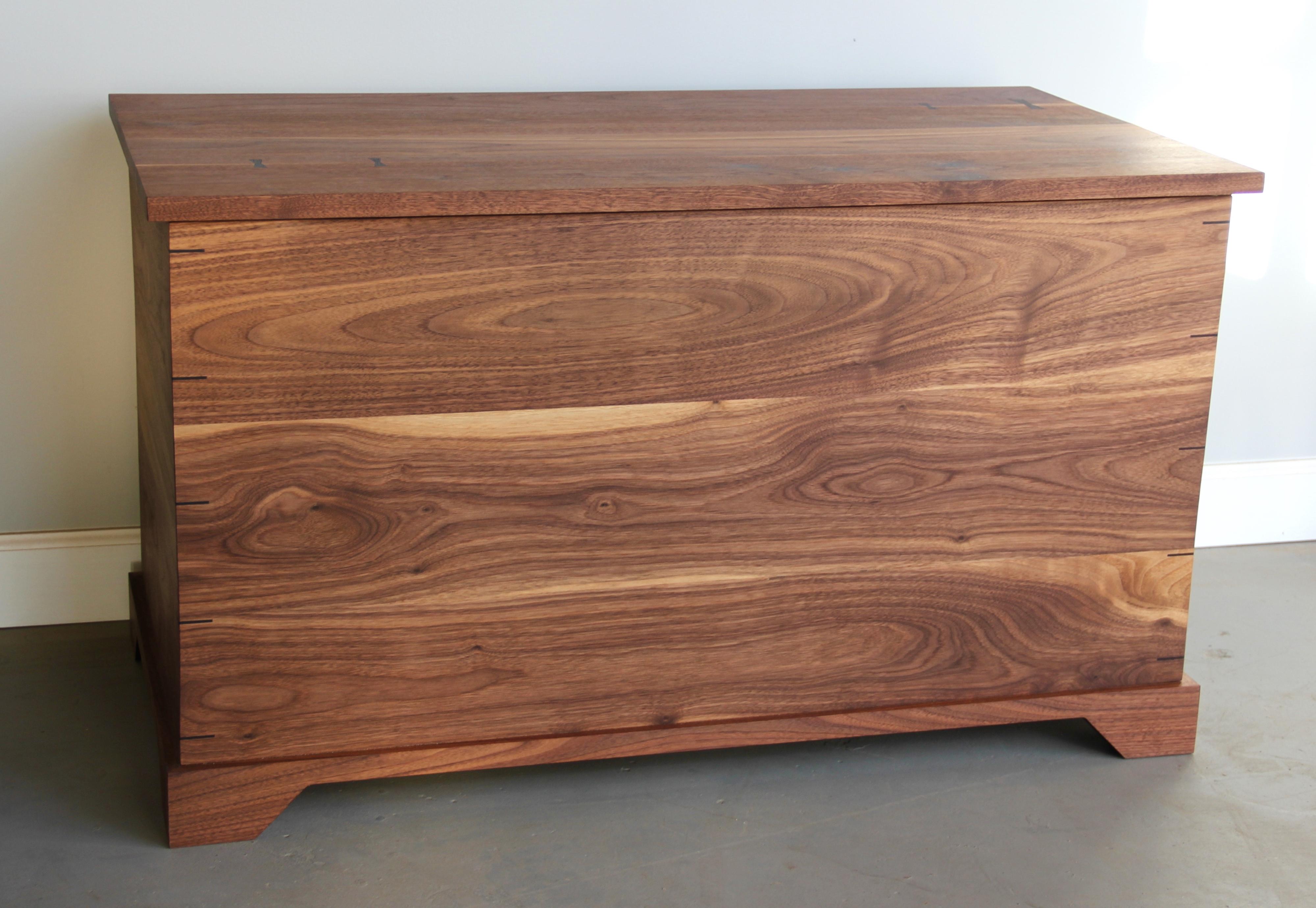 Hardwood Modern Walnut Hope Chest, Cedar Lined For Sale