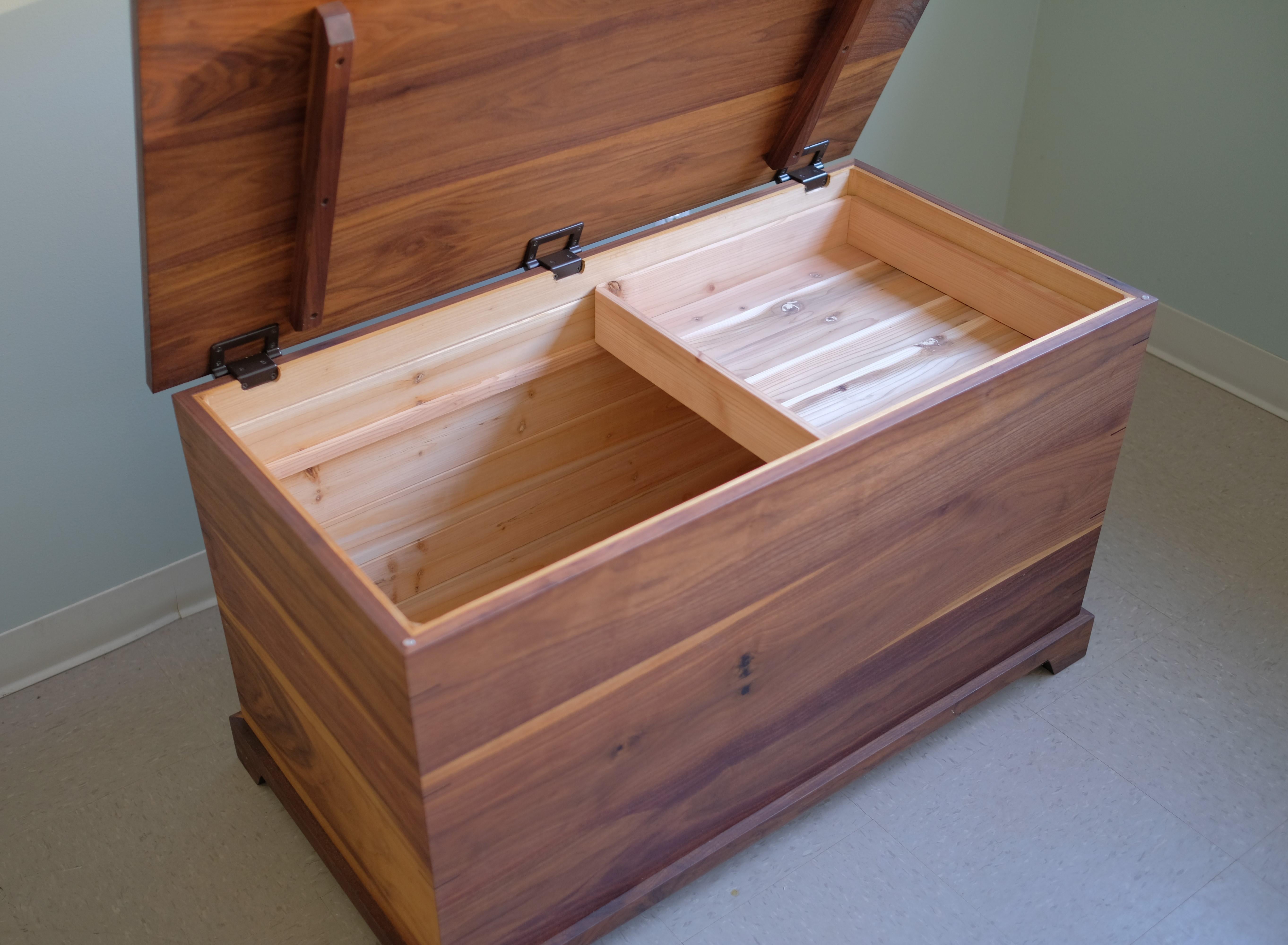 Hand-Crafted Modern Walnut Hope Chest, Cedar Lined For Sale