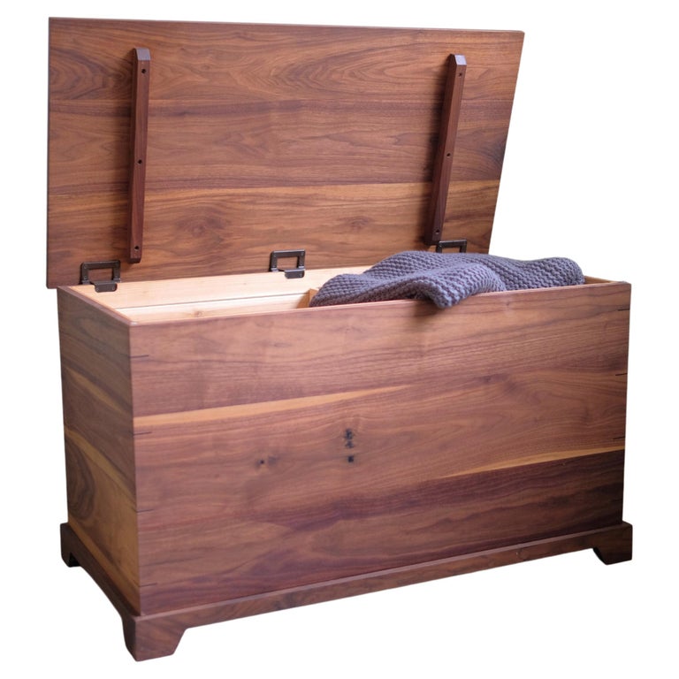 Modern Walnut Hope Chest, Cedar Lined For Sale at 1stDibs