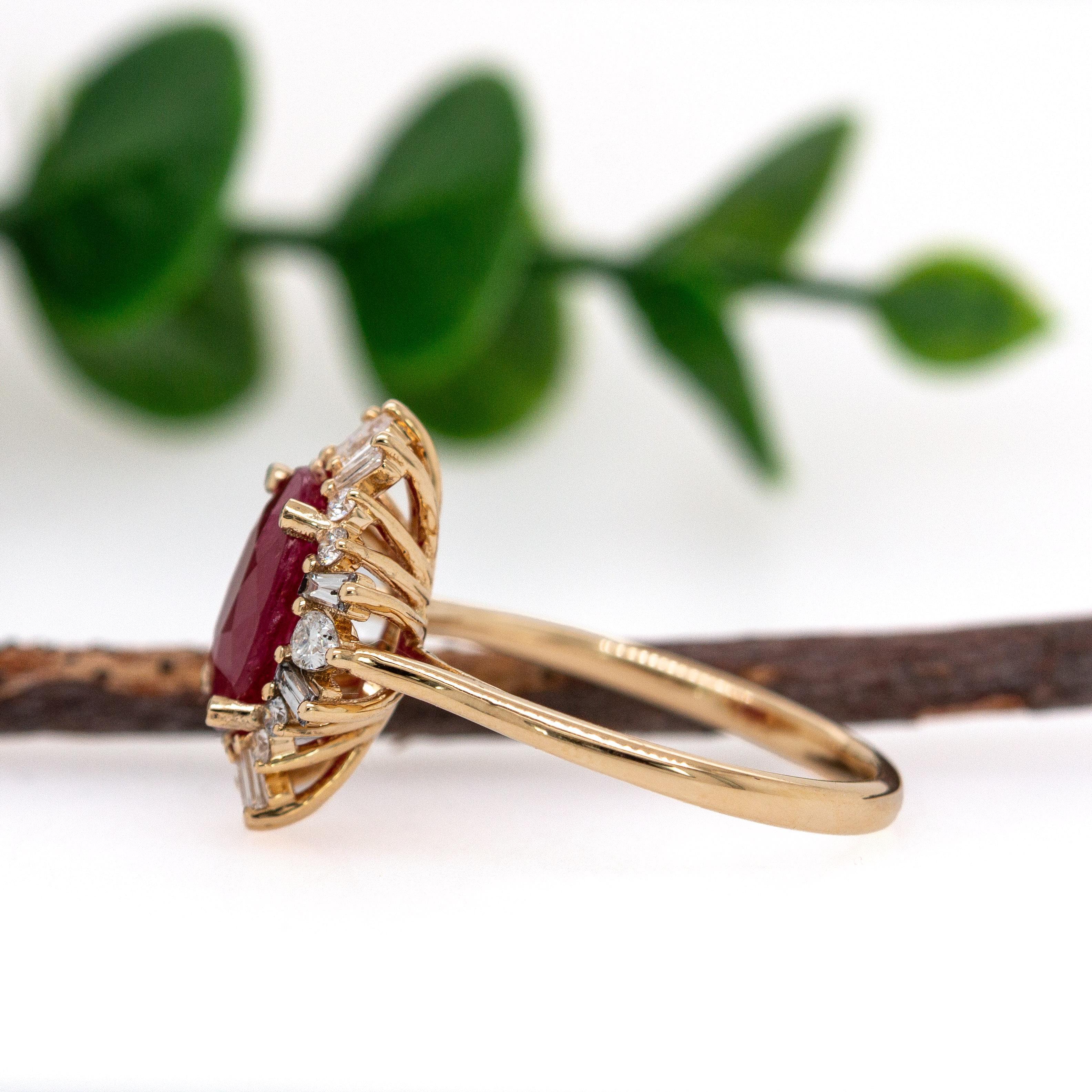 Heirloom Jewelry - 3.12cts Burma Ruby Ring w Natural Diamonds in 14K Solid Gold (Bague en or massif 14K avec rubis de Birmanie et diamants naturels) Neuf - En vente à Columbus, OH