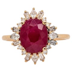 Heirloom Jewelry - 3,12cts Burma Ruby Ring w natürlichen Diamanten in 14K Solid Gold