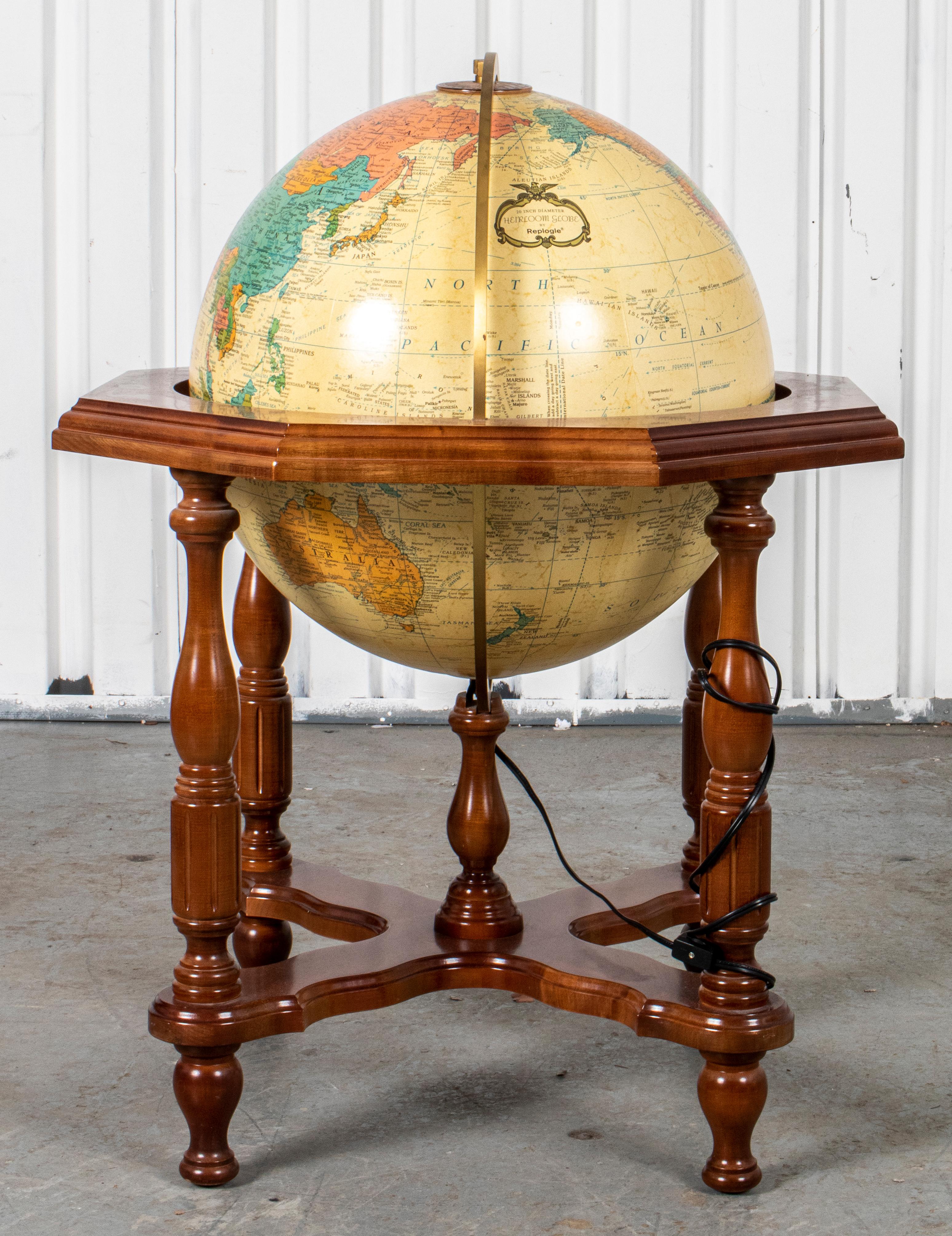 Wood Heirloom Light-Up Globe on Stand