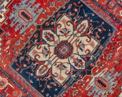 Heirloom Serapi with Madder Red Field, Navy, Sky Blue, and Ivory Accents c.1880