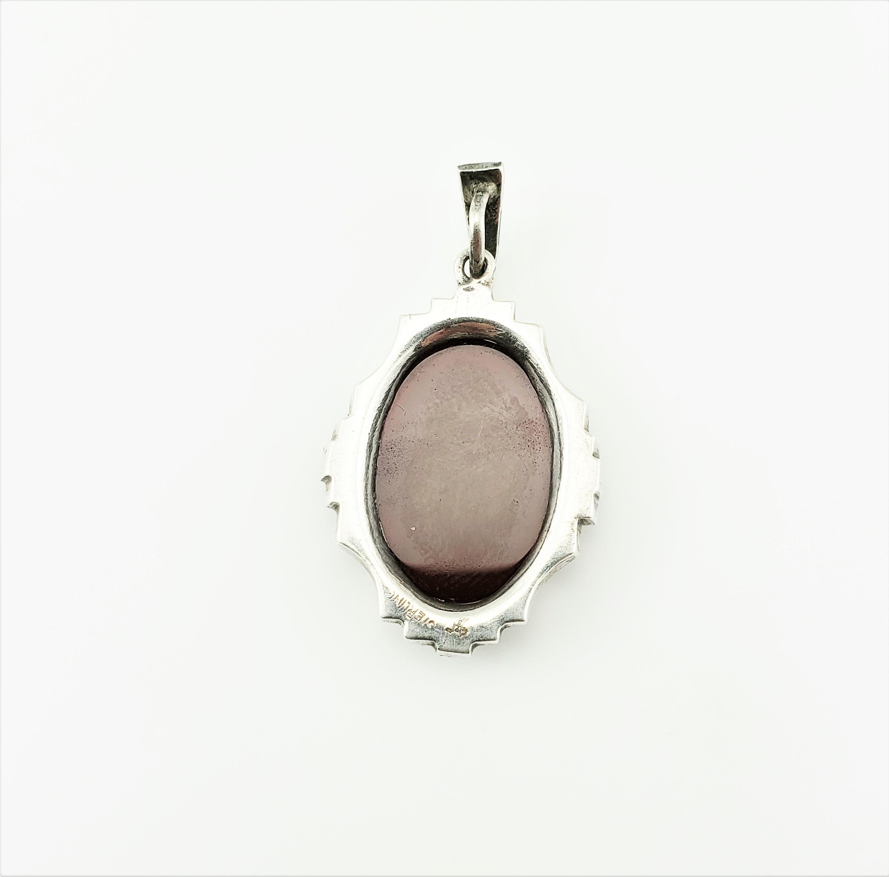 Heirloom Sterling Silver Marcasite Carnelian Pendant In Good Condition For Sale In Washington Depot, CT